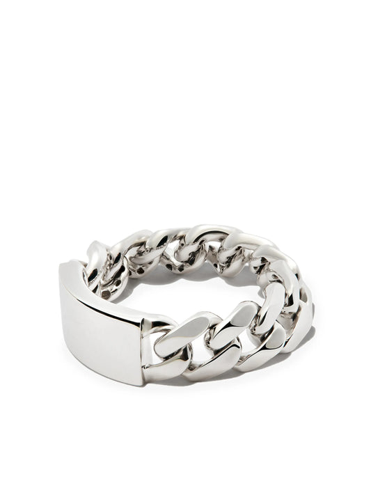 18K white gold id flat link ring