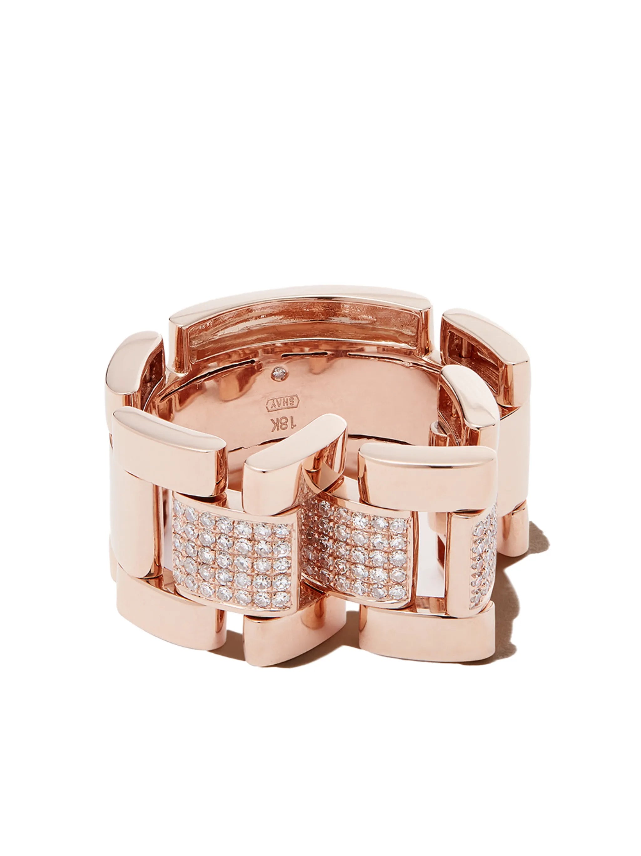 18K rose gold partial pave journey link ring