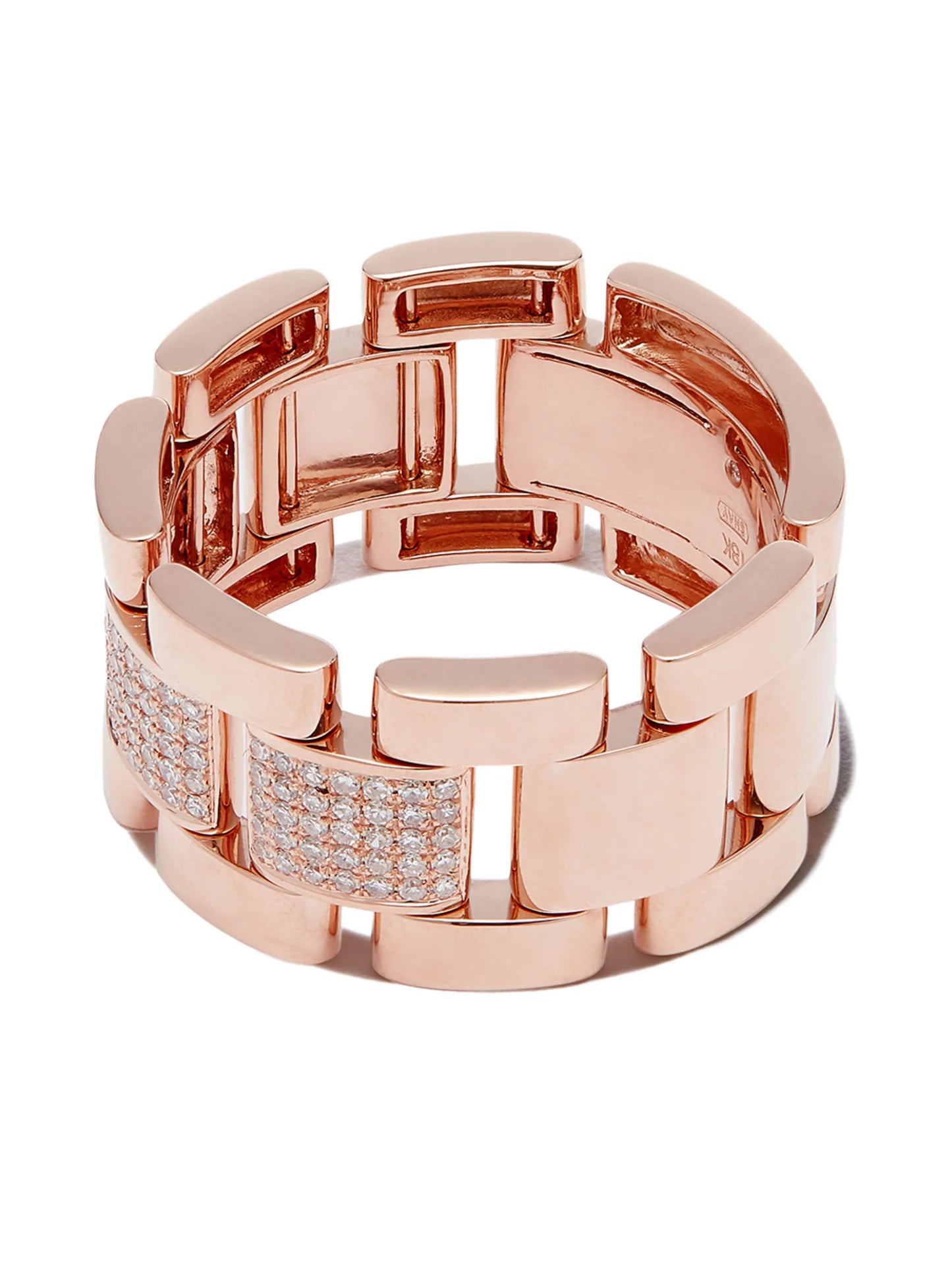 18K rose gold partial pave journey link ring