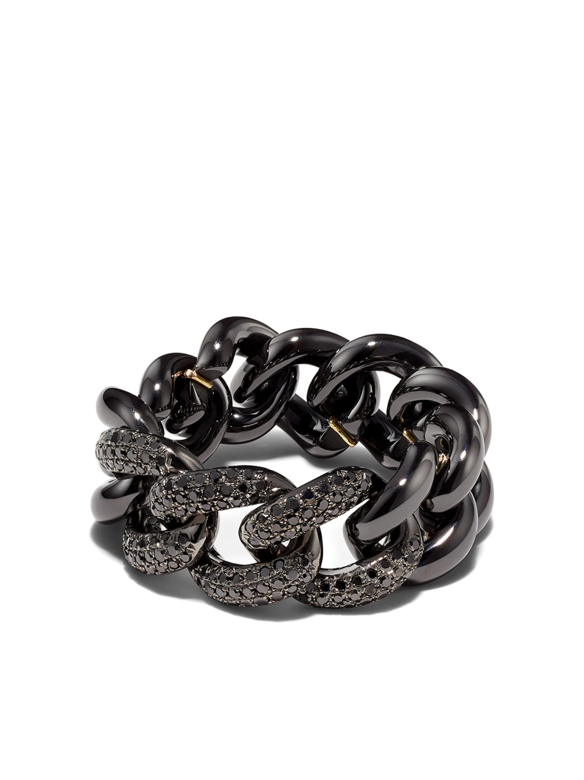 18K black gold diamond chain ring