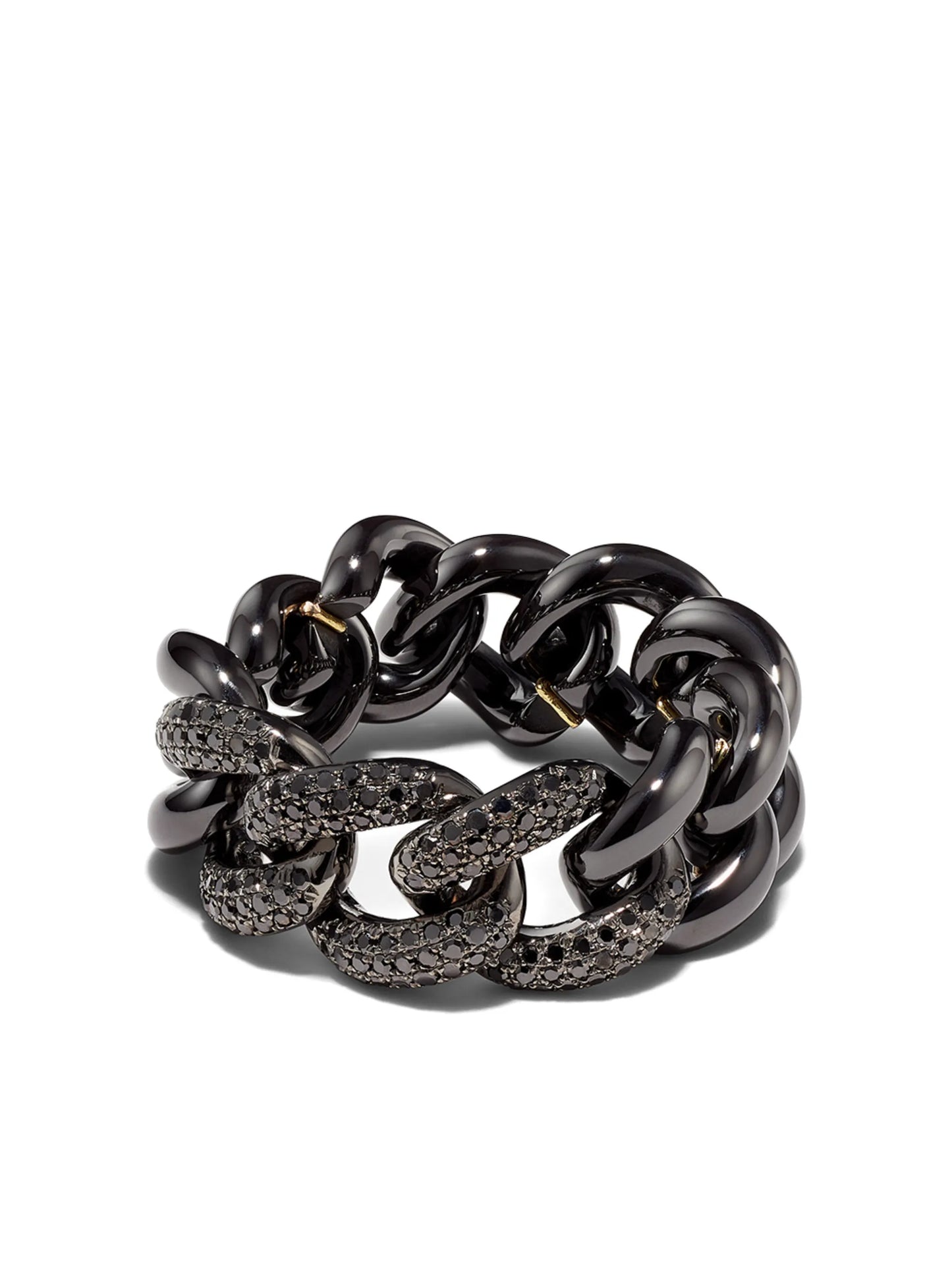 18K black gold diamond chain ring