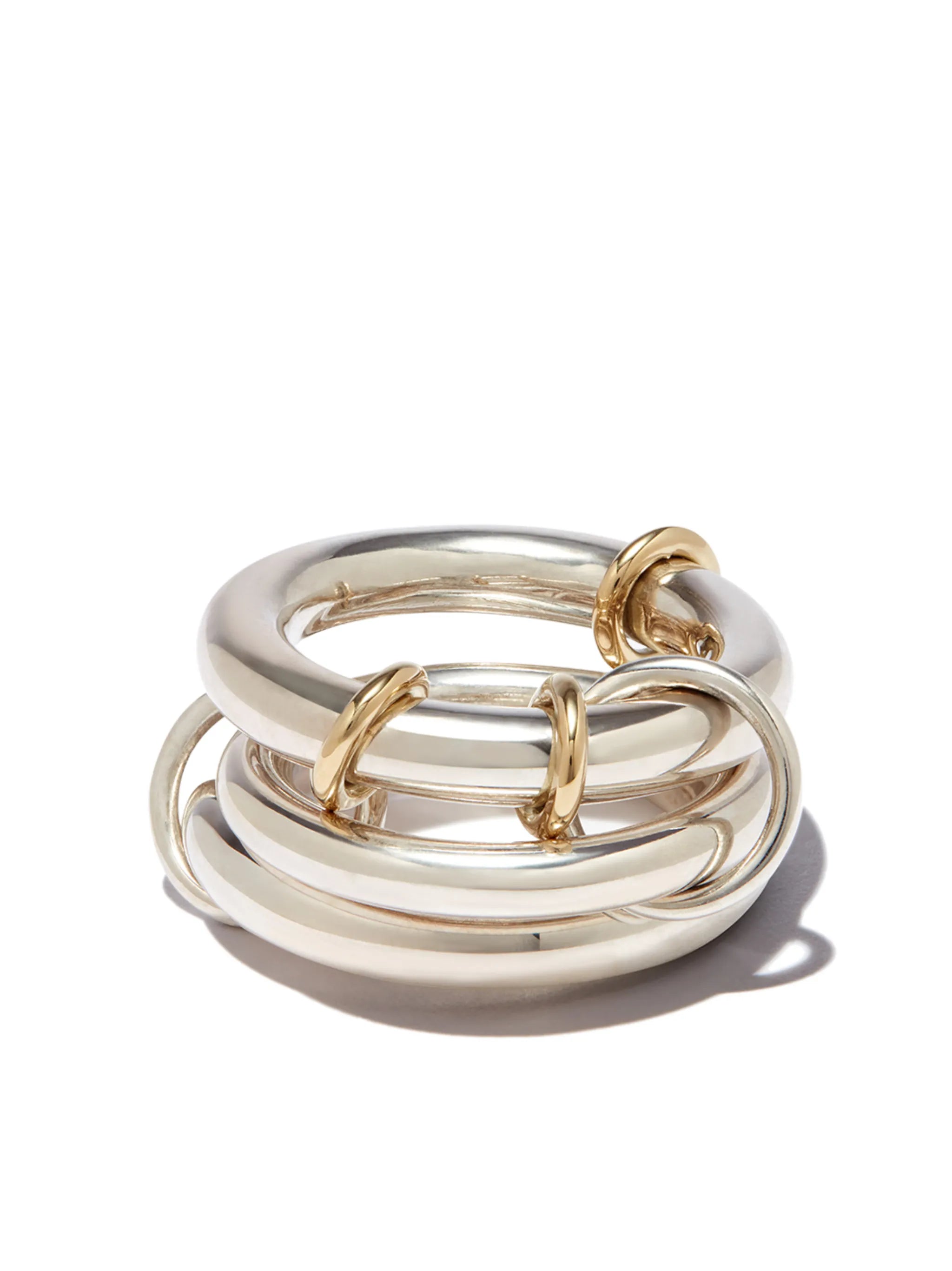 18kt yellow gold and sterling silver Hydra linked ring