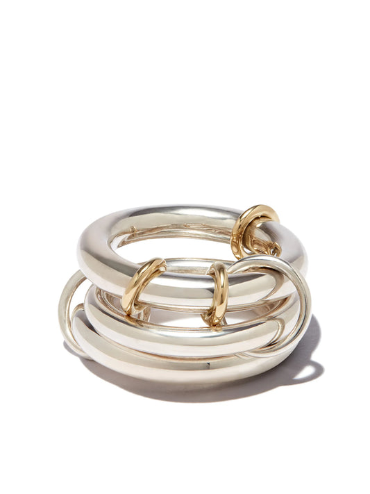 18kt yellow gold and sterling silver Hydra linked ring