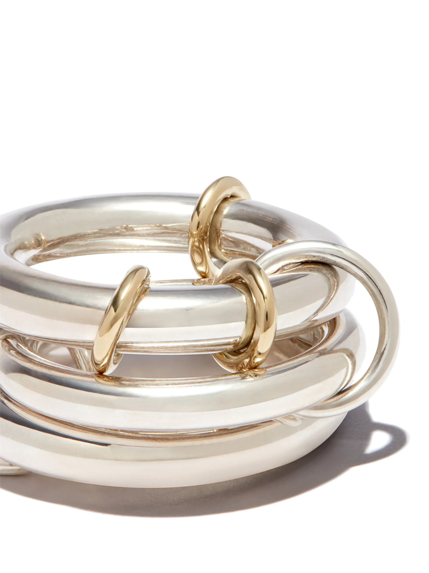 18kt yellow gold and sterling silver Hydra linked ring