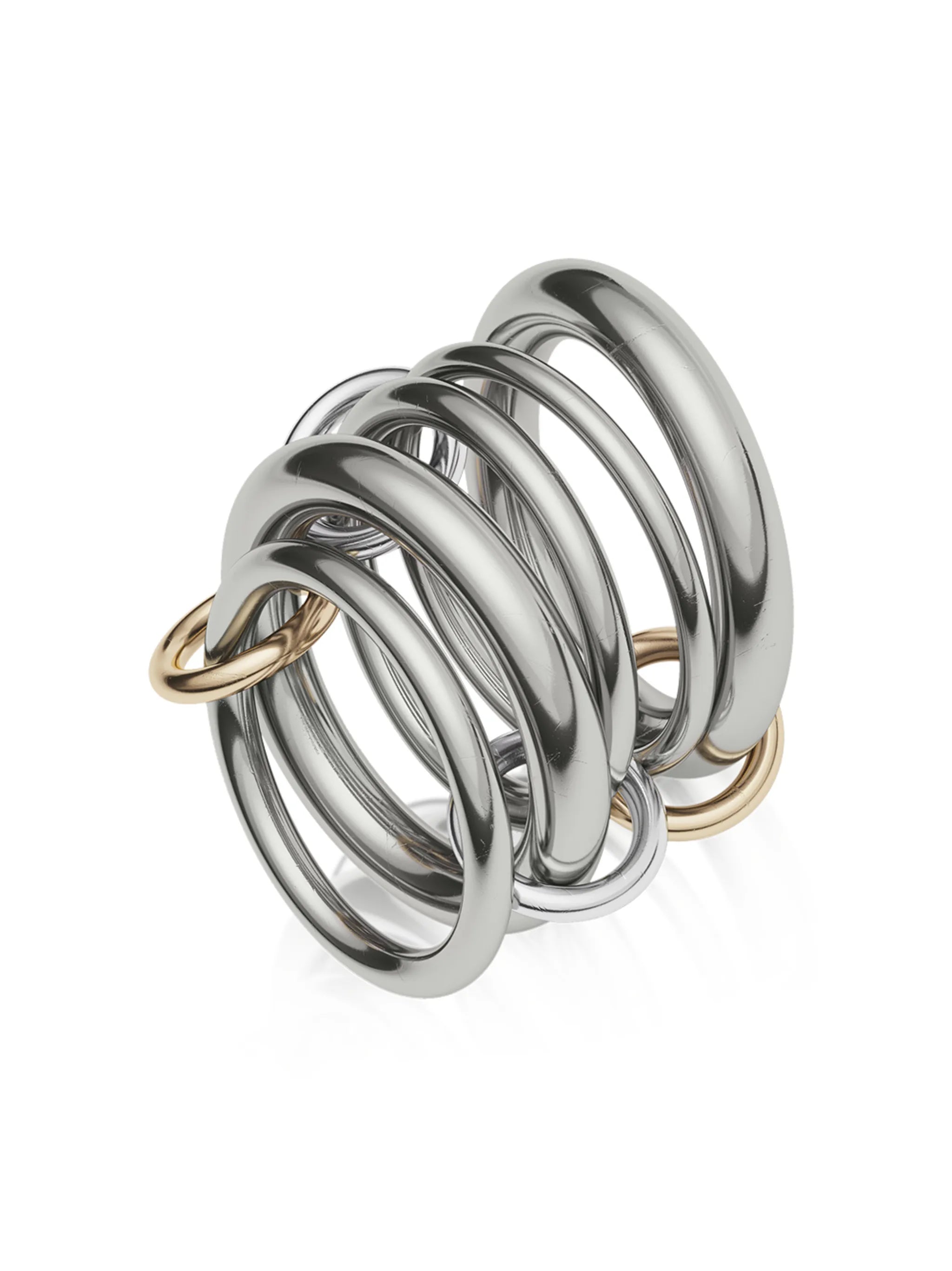 18kt yellow gold Vela linked ring