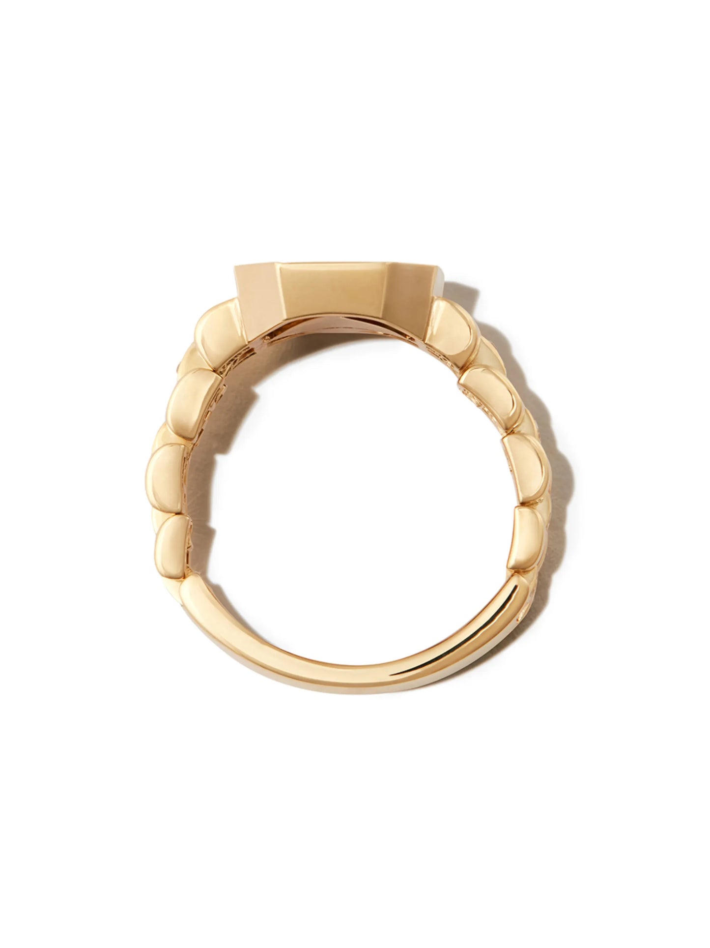 18K yellow gold pavé frame diamond-embellished signet ring