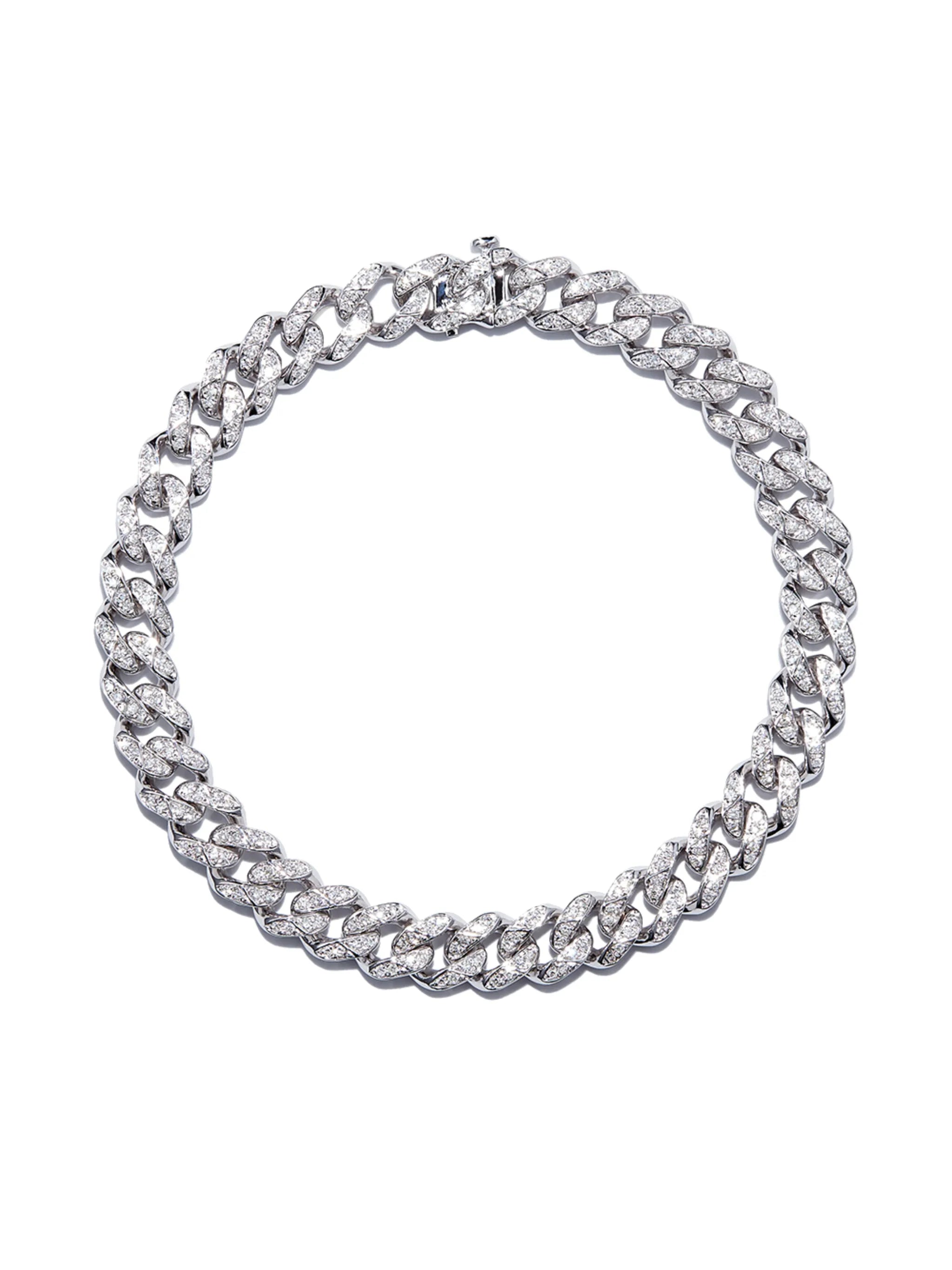 18K white gold diamond chain bracelet
