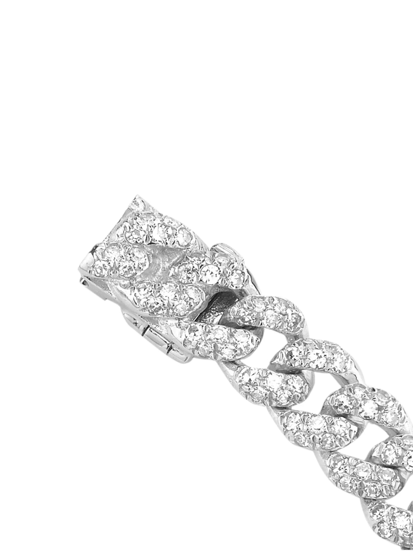 18K white gold pavé diamond chain link bracelet