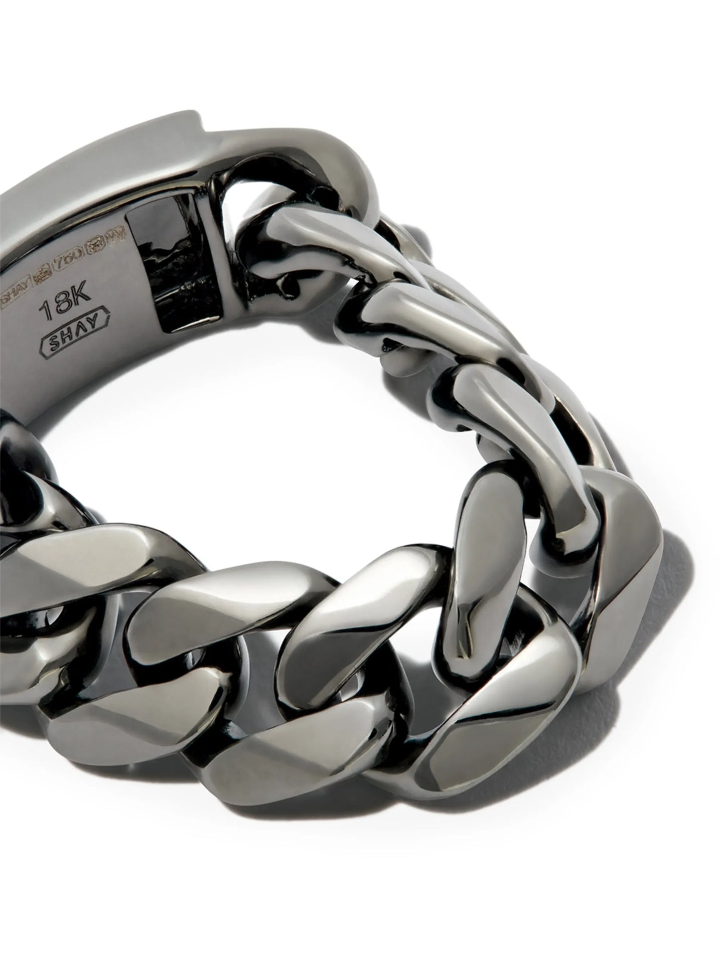 18kt black gold ID flat link ring