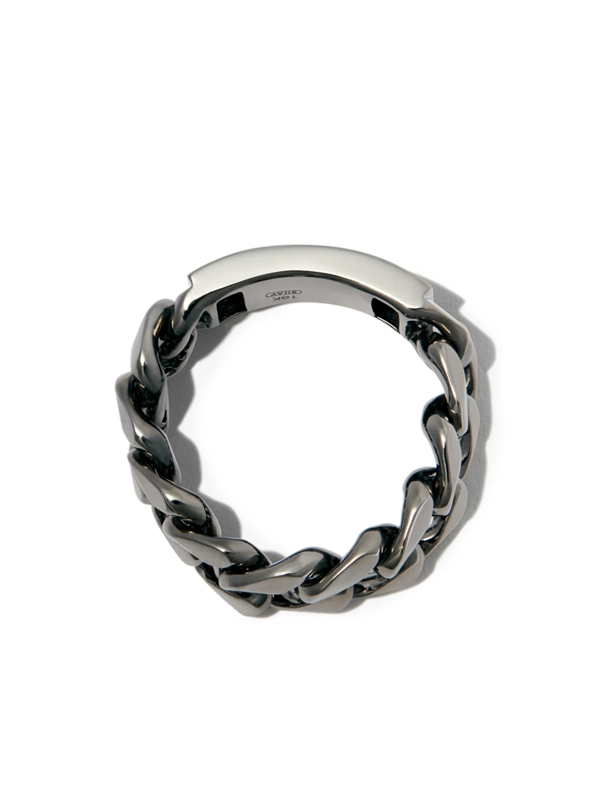 18kt black gold ID flat link ring