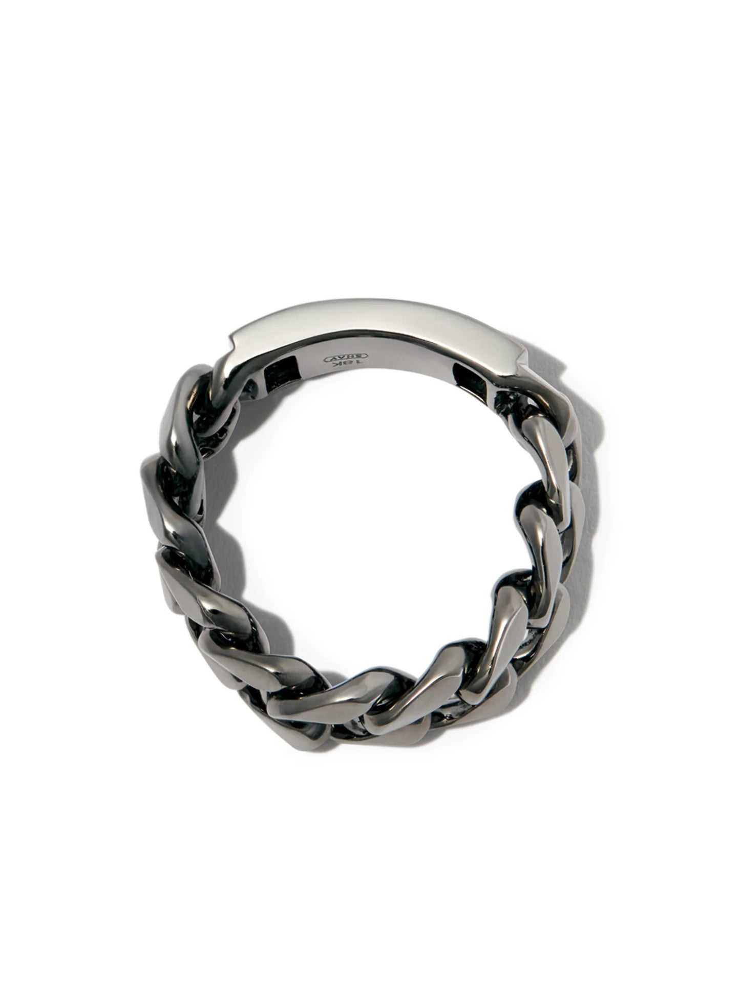 18kt black gold ID flat link ring