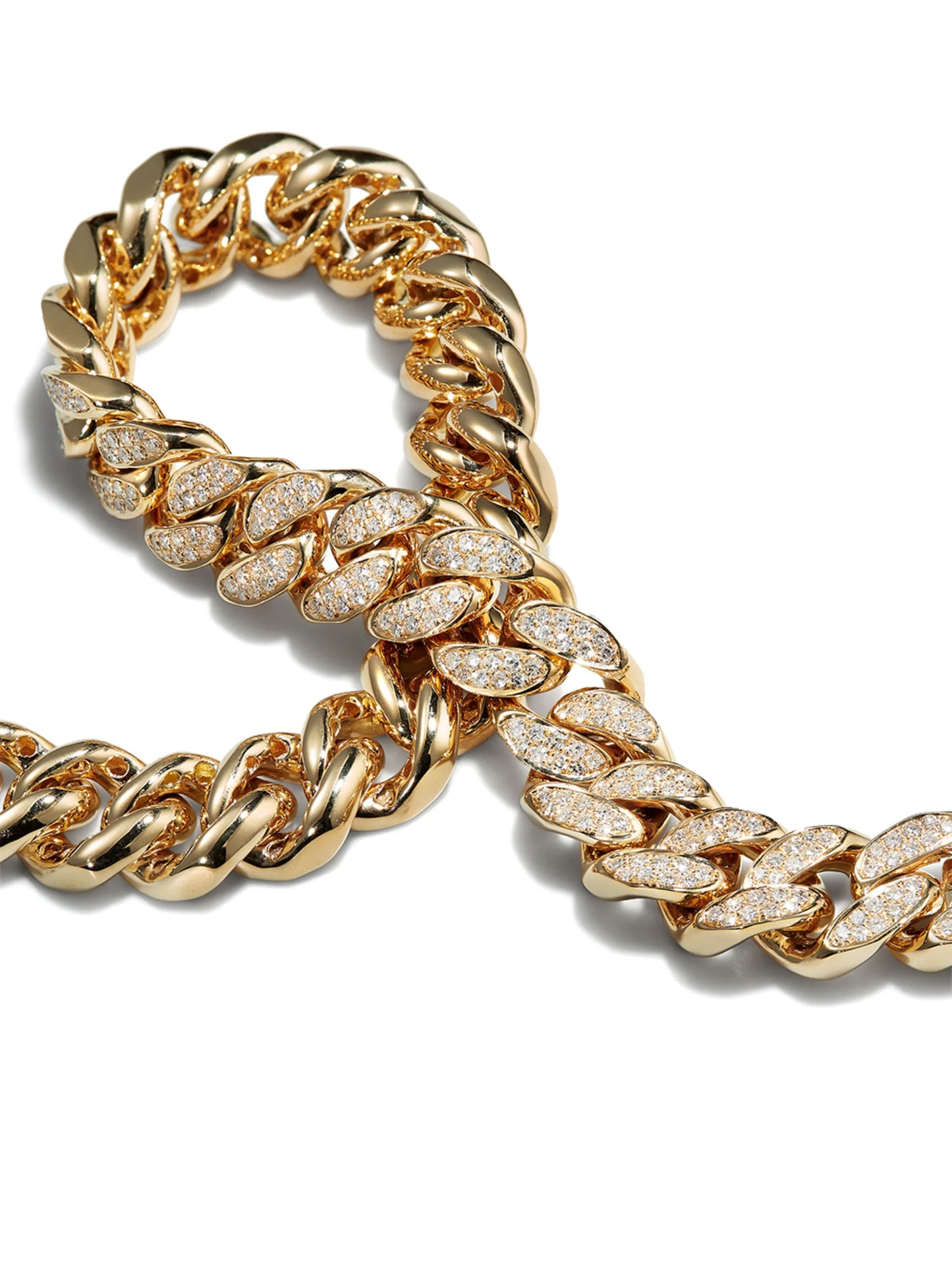 18K yellow gold diamond flat essential link bracelet