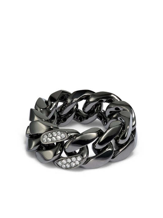 18kt black gold chain ring
