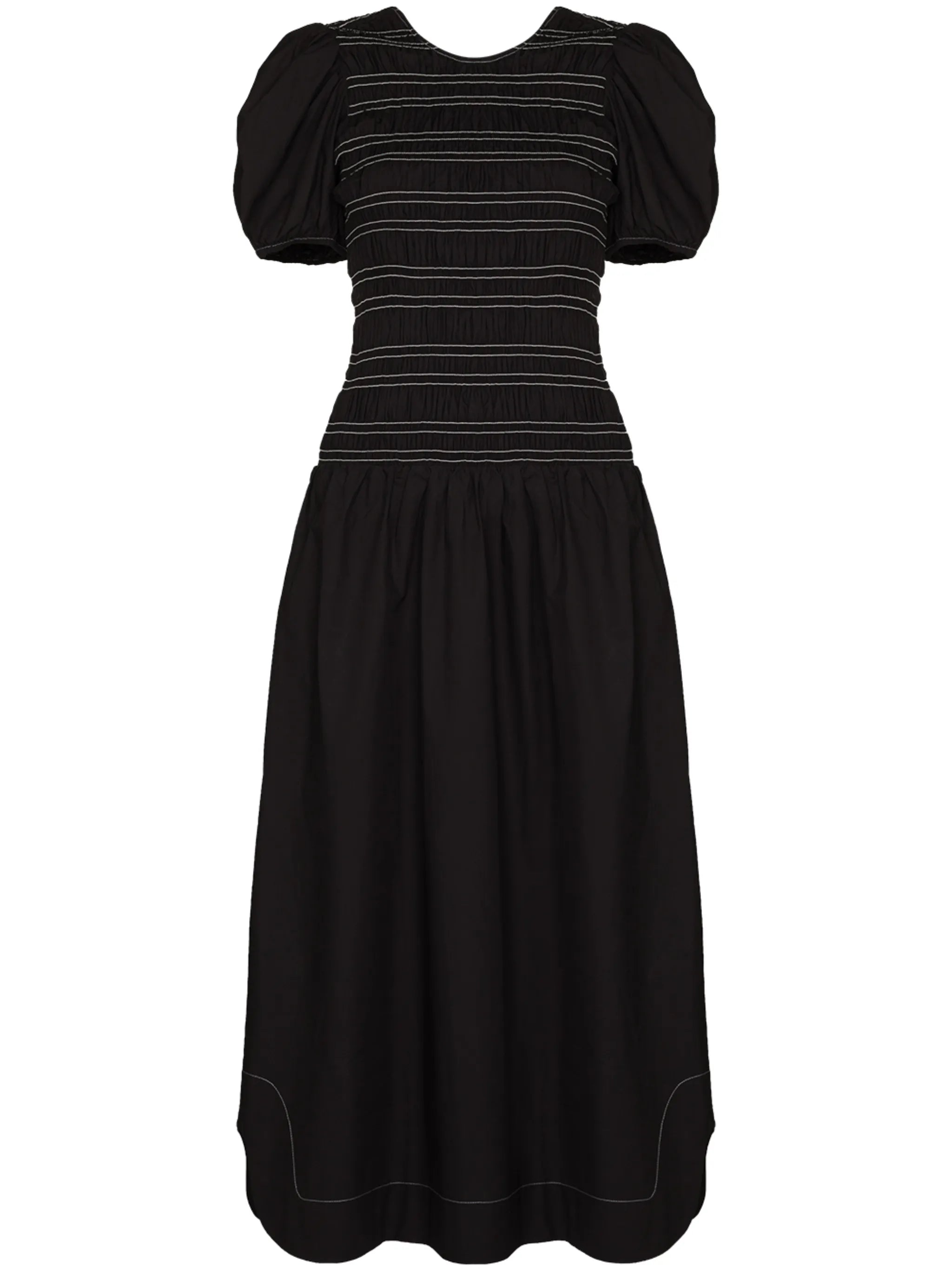 organic-cotton shirred poplin dress