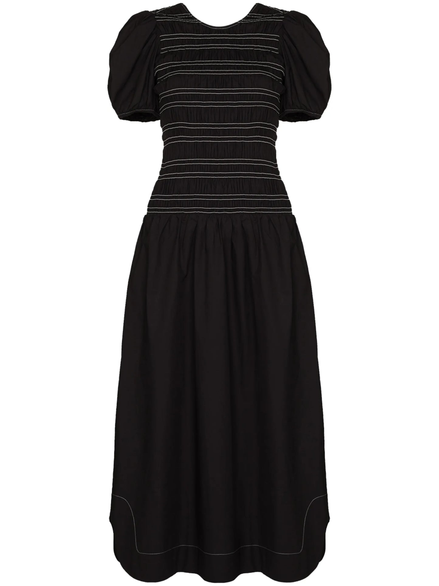 organic-cotton shirred poplin dress