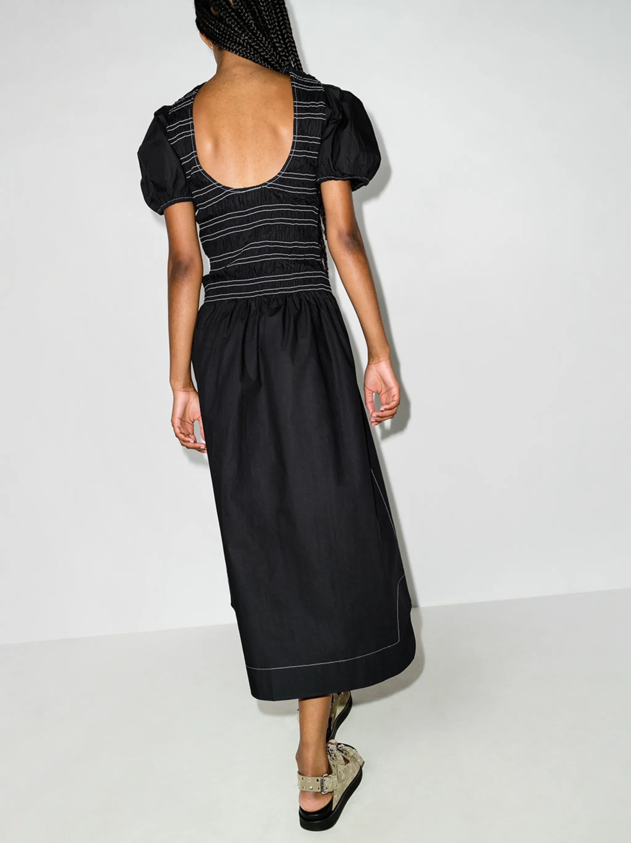 organic-cotton shirred poplin dress