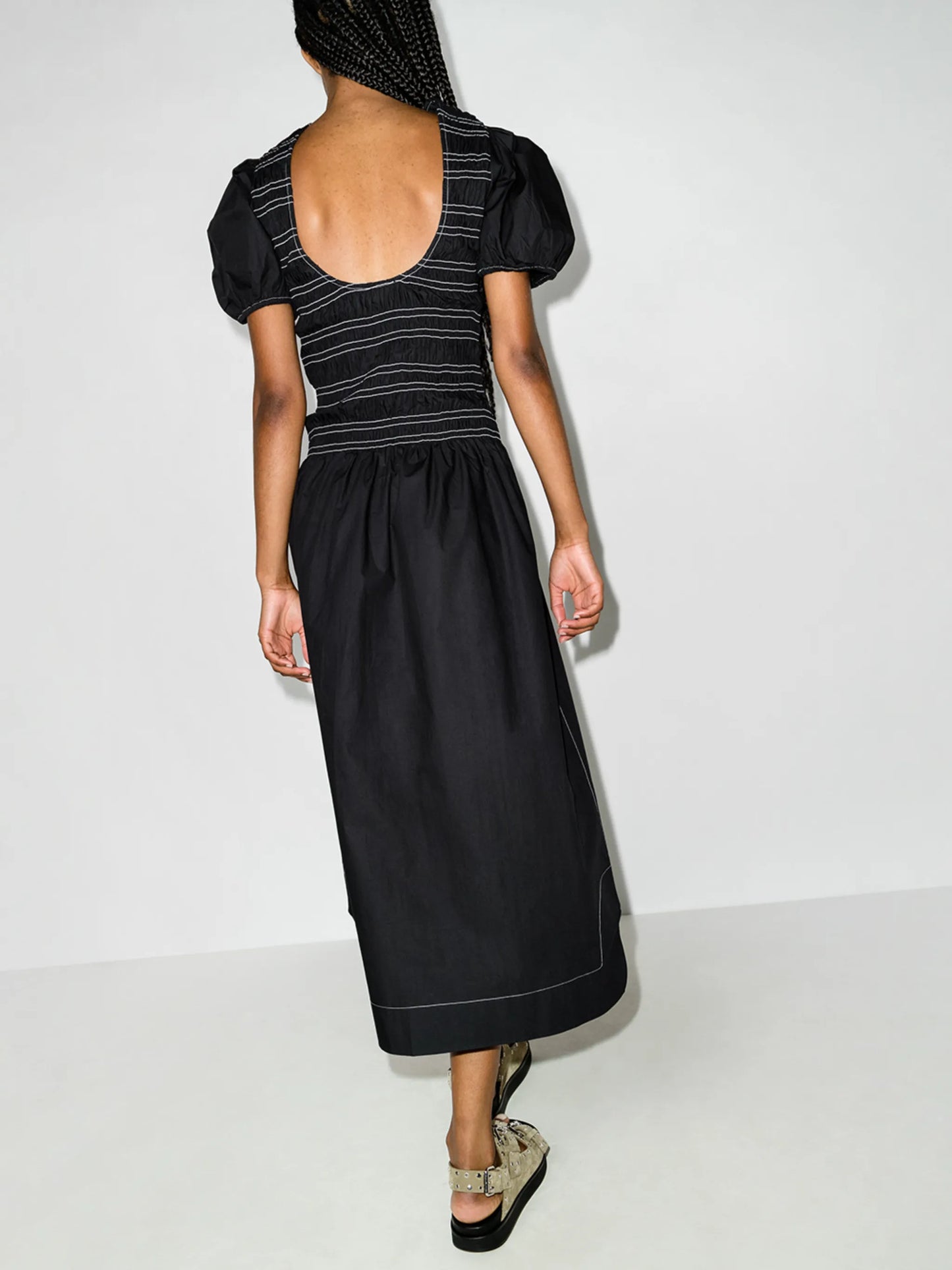 organic-cotton shirred poplin dress