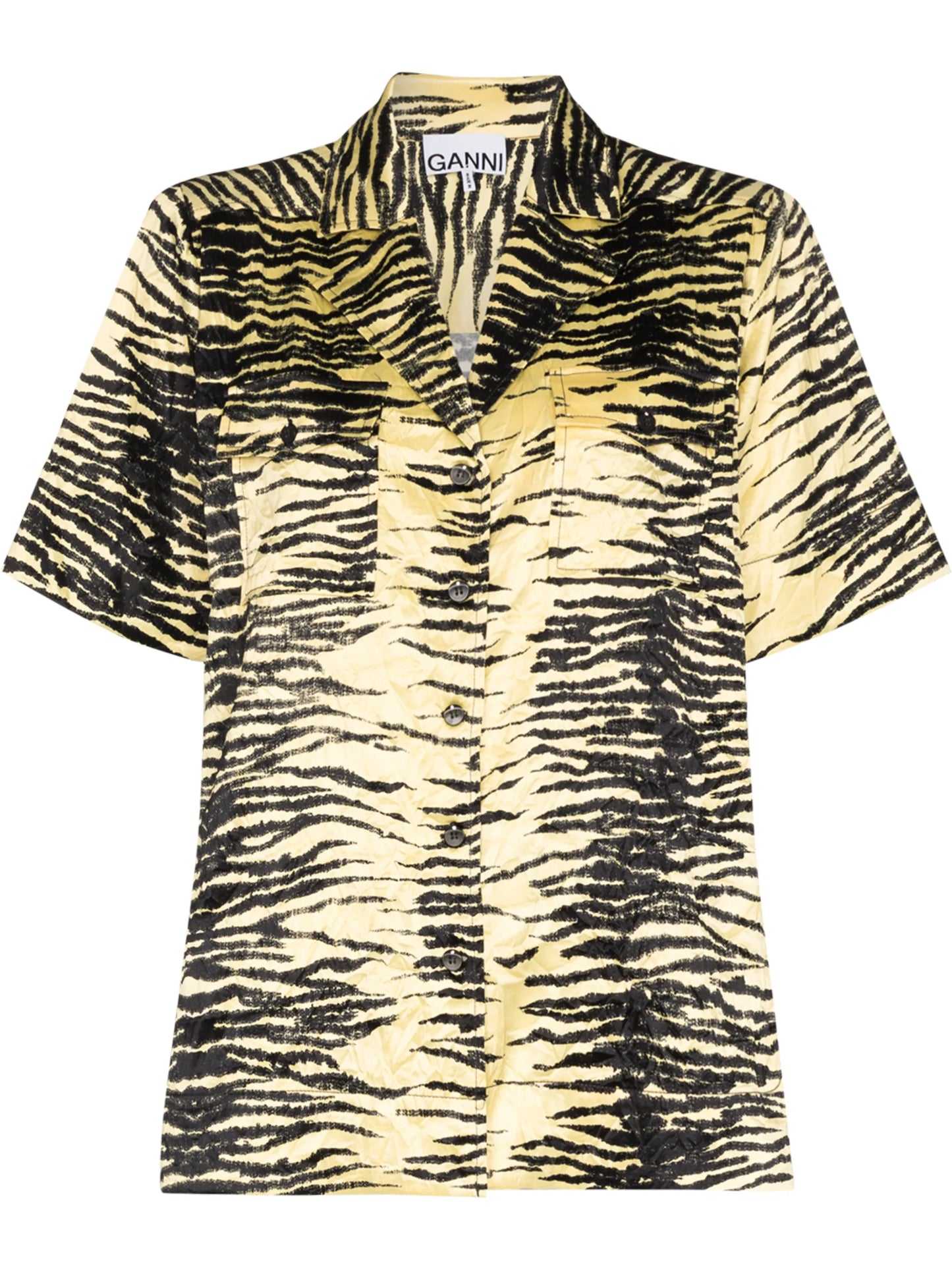 tiger print notch collar shirt