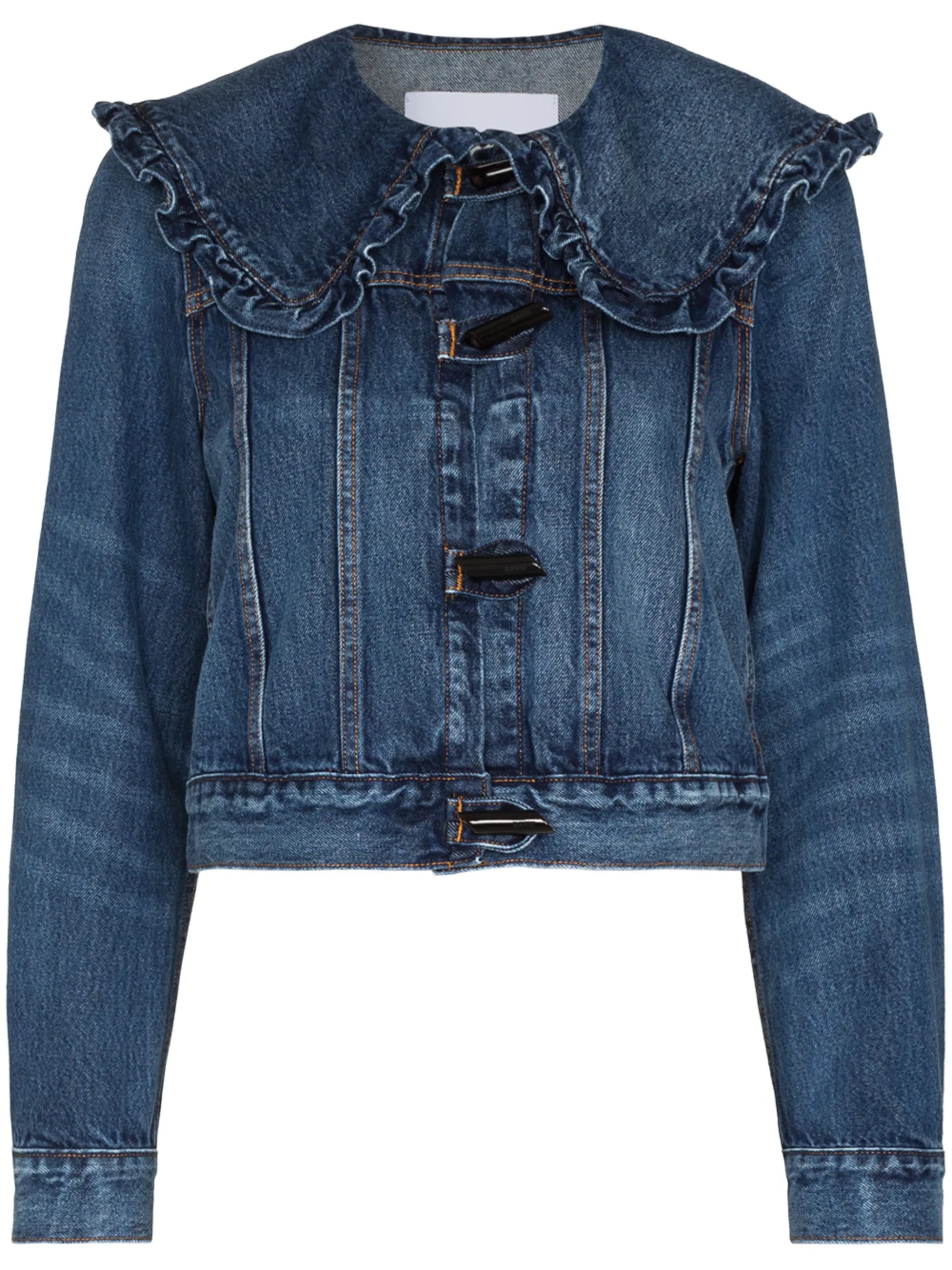 ruffle-collar denim jacket