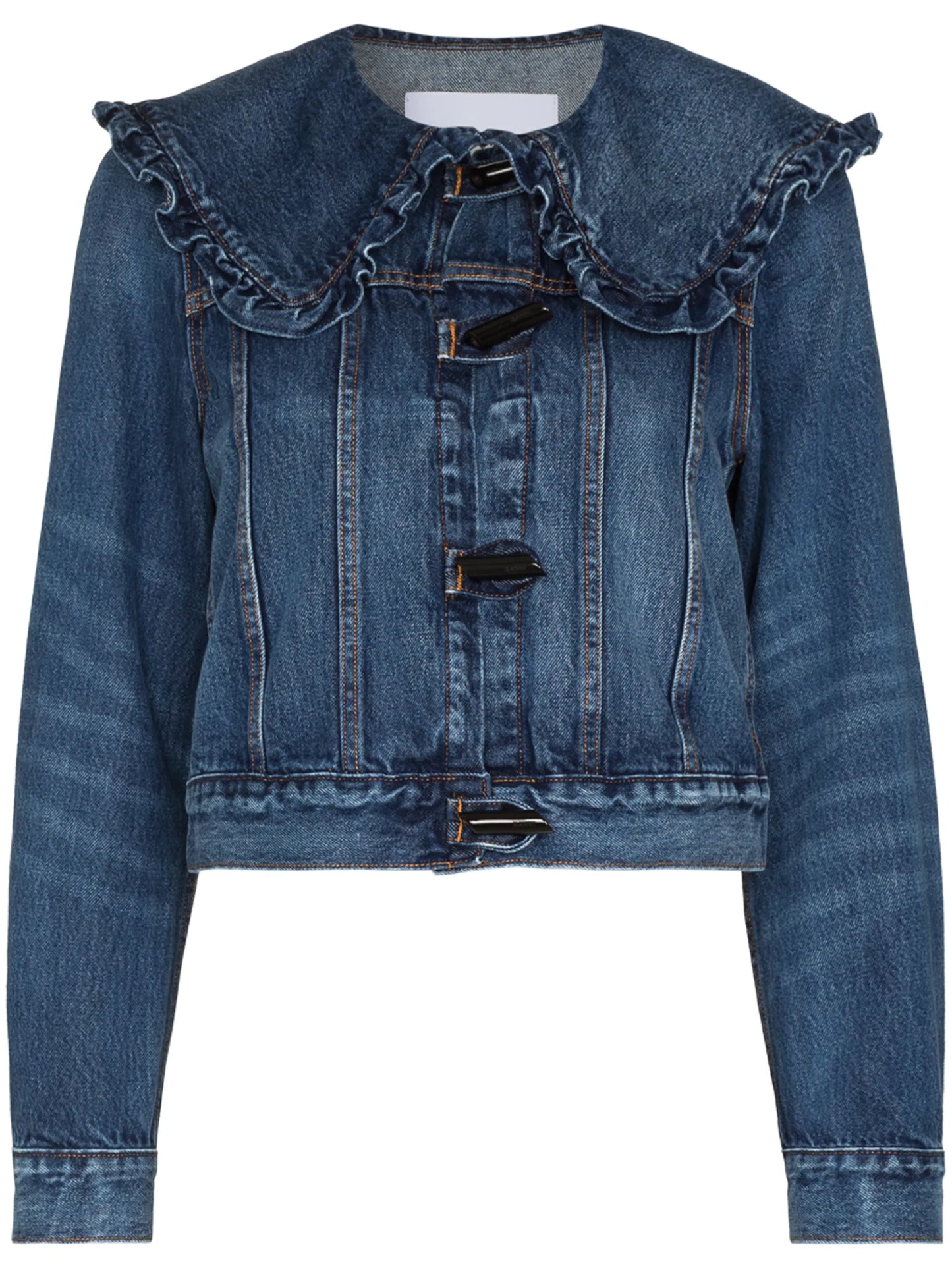 ruffle-collar denim jacket