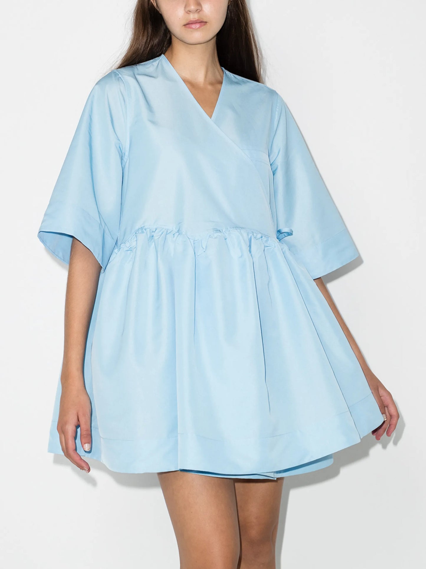 V-neck short-sleeve blouse