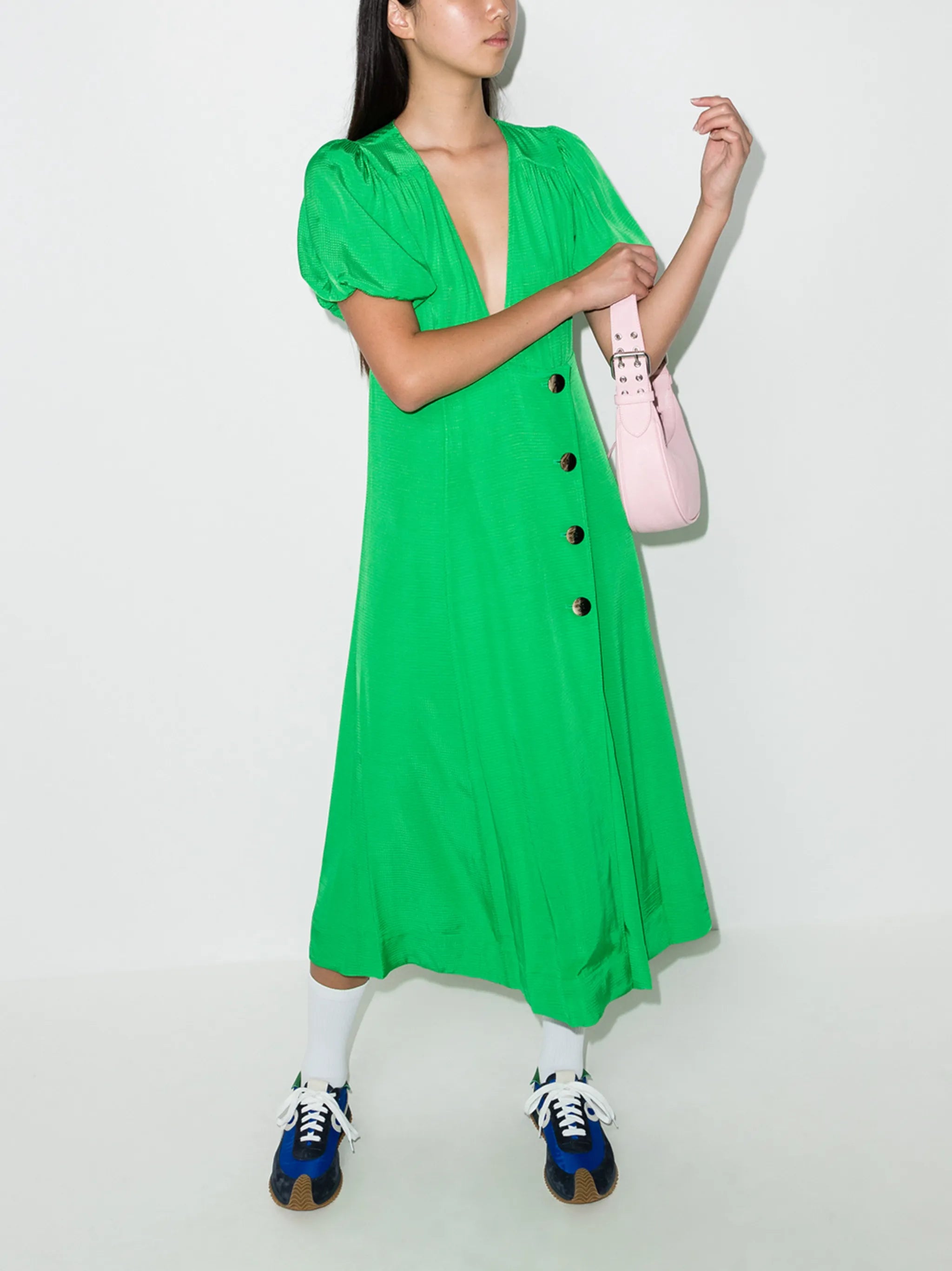 V-neck wrap midi dress