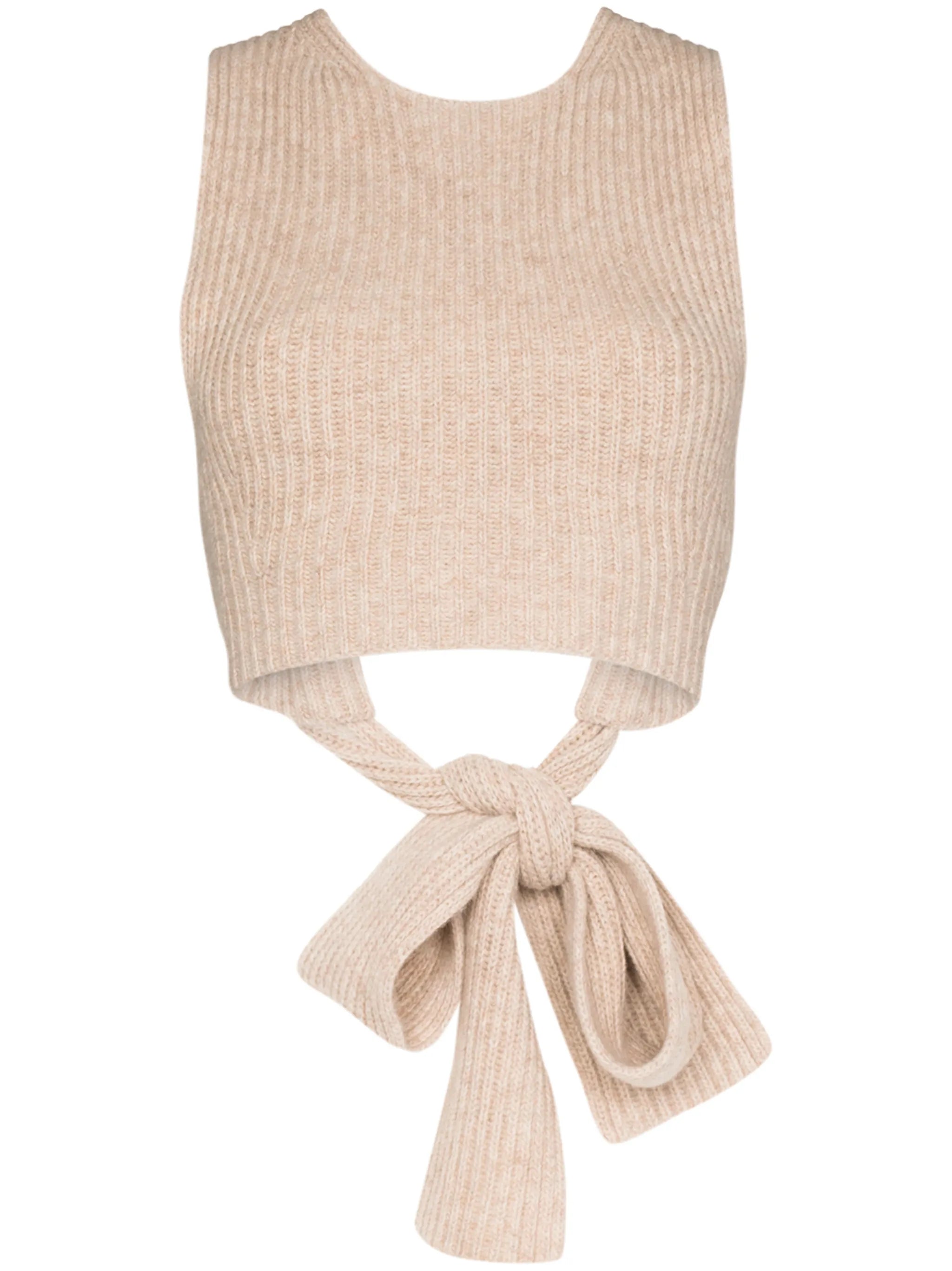 cropped recycled wool-blend knitted top