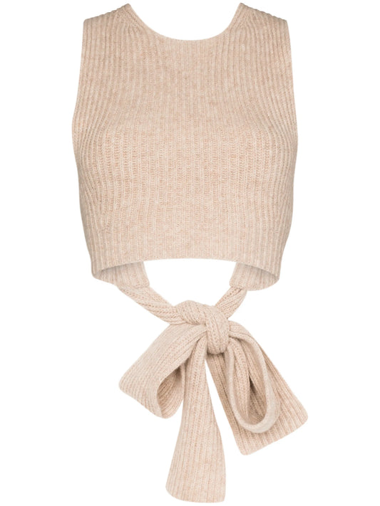 cropped recycled wool-blend knitted top