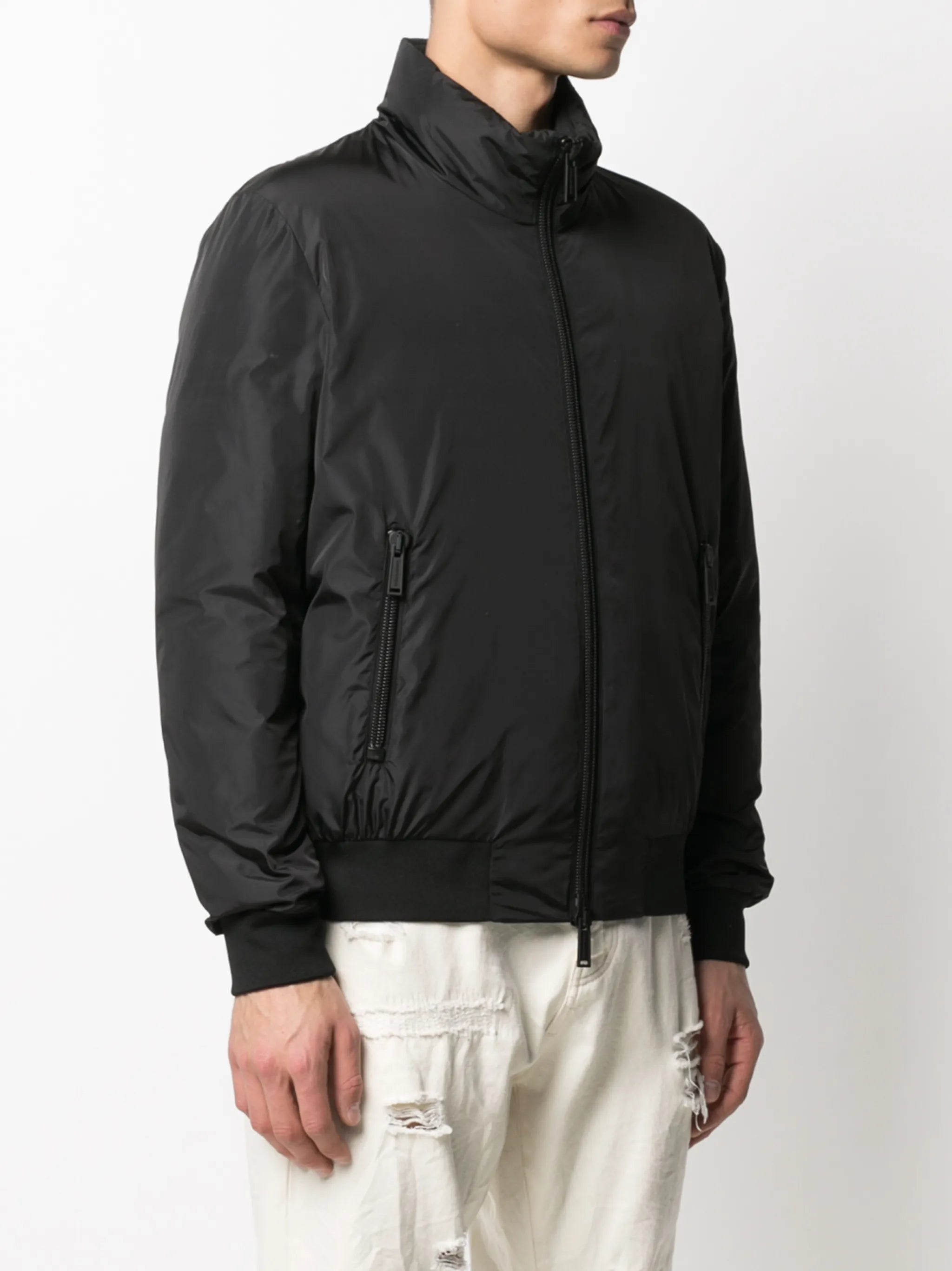 logo-print high-neck padded jacket