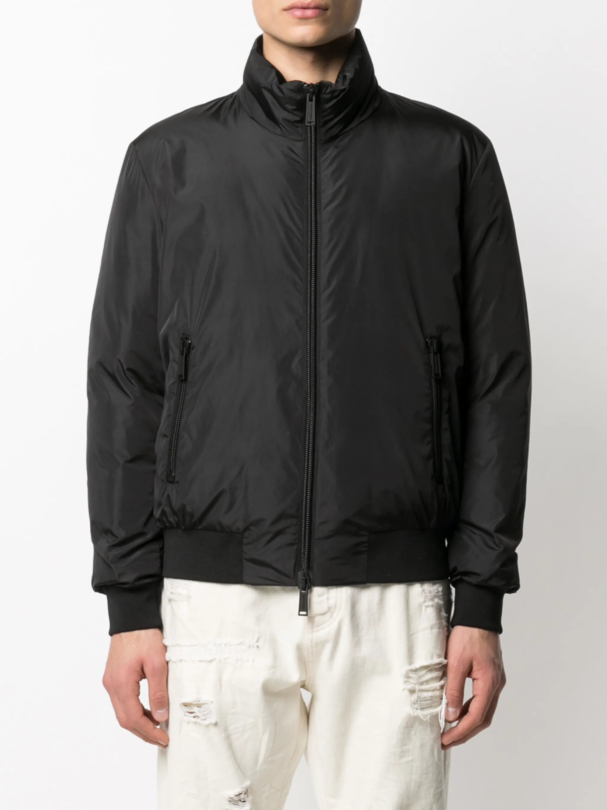 logo-print high-neck padded jacket