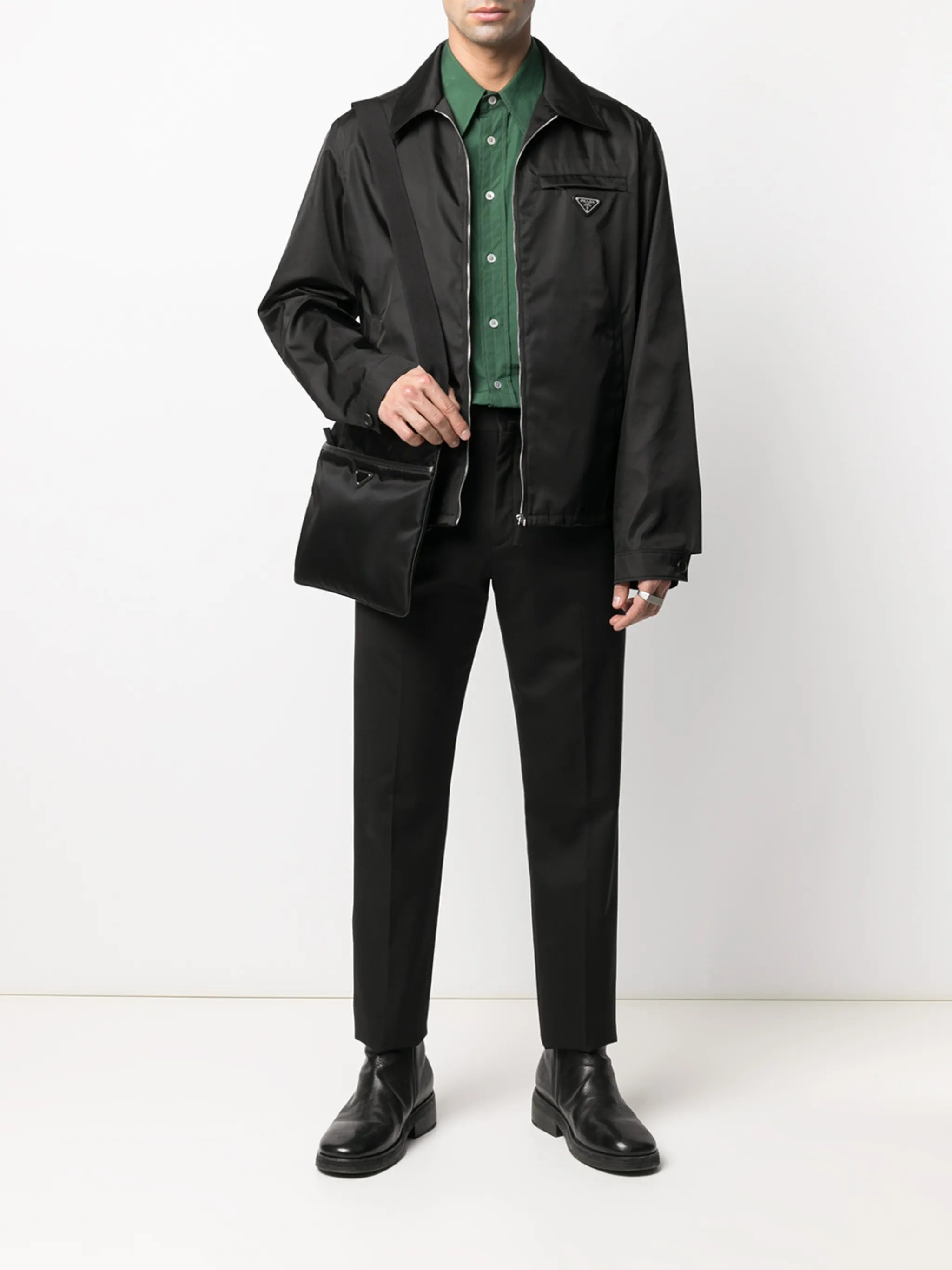 Re-Nylon logo-plaque jacket