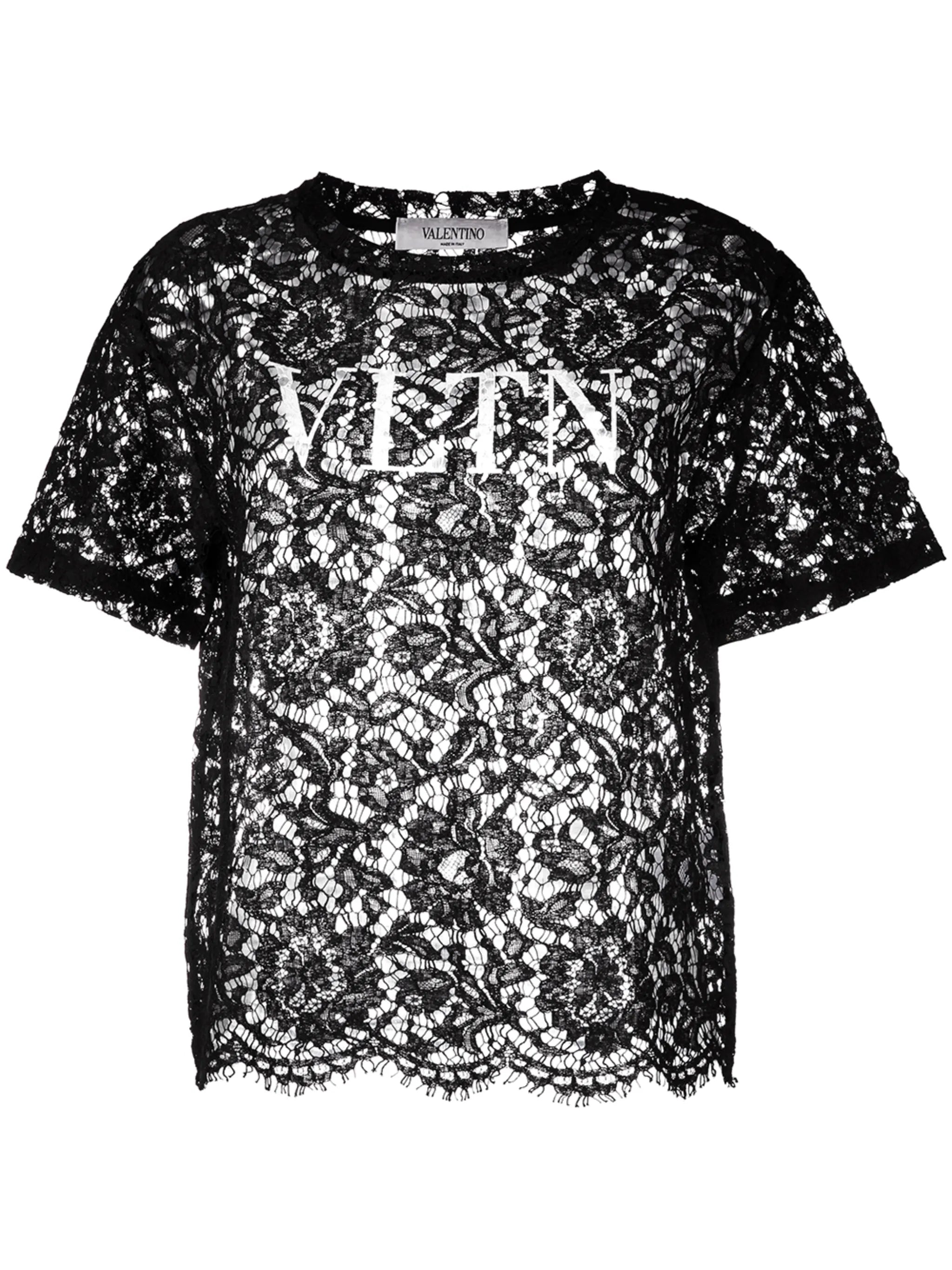 floral lace logo T-shirt