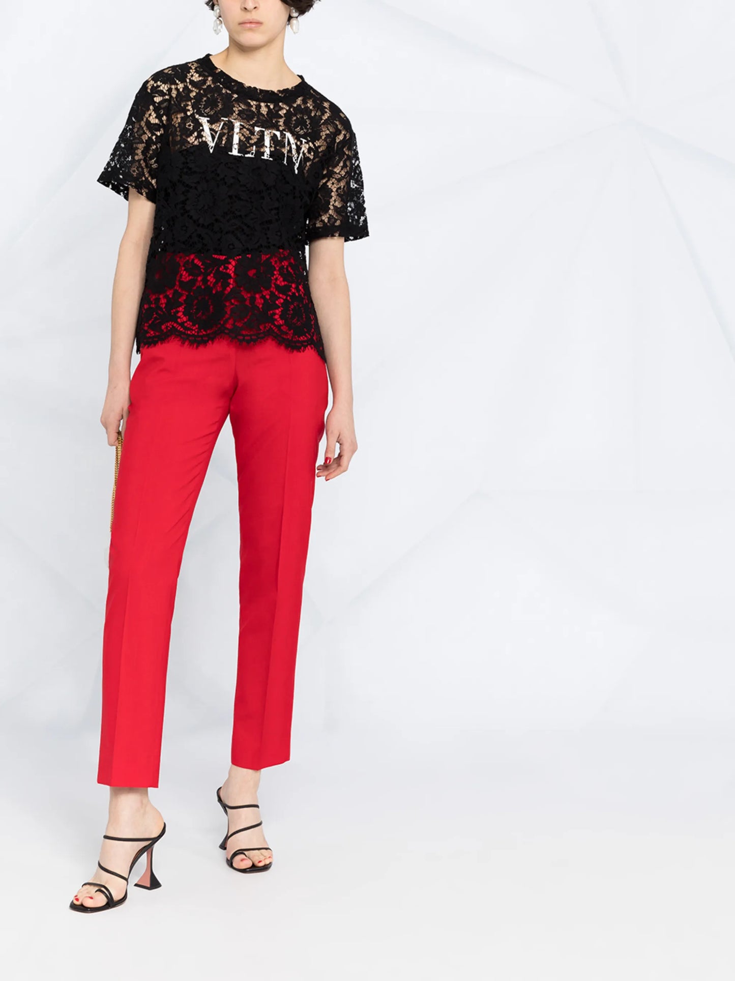 floral lace logo T-shirt