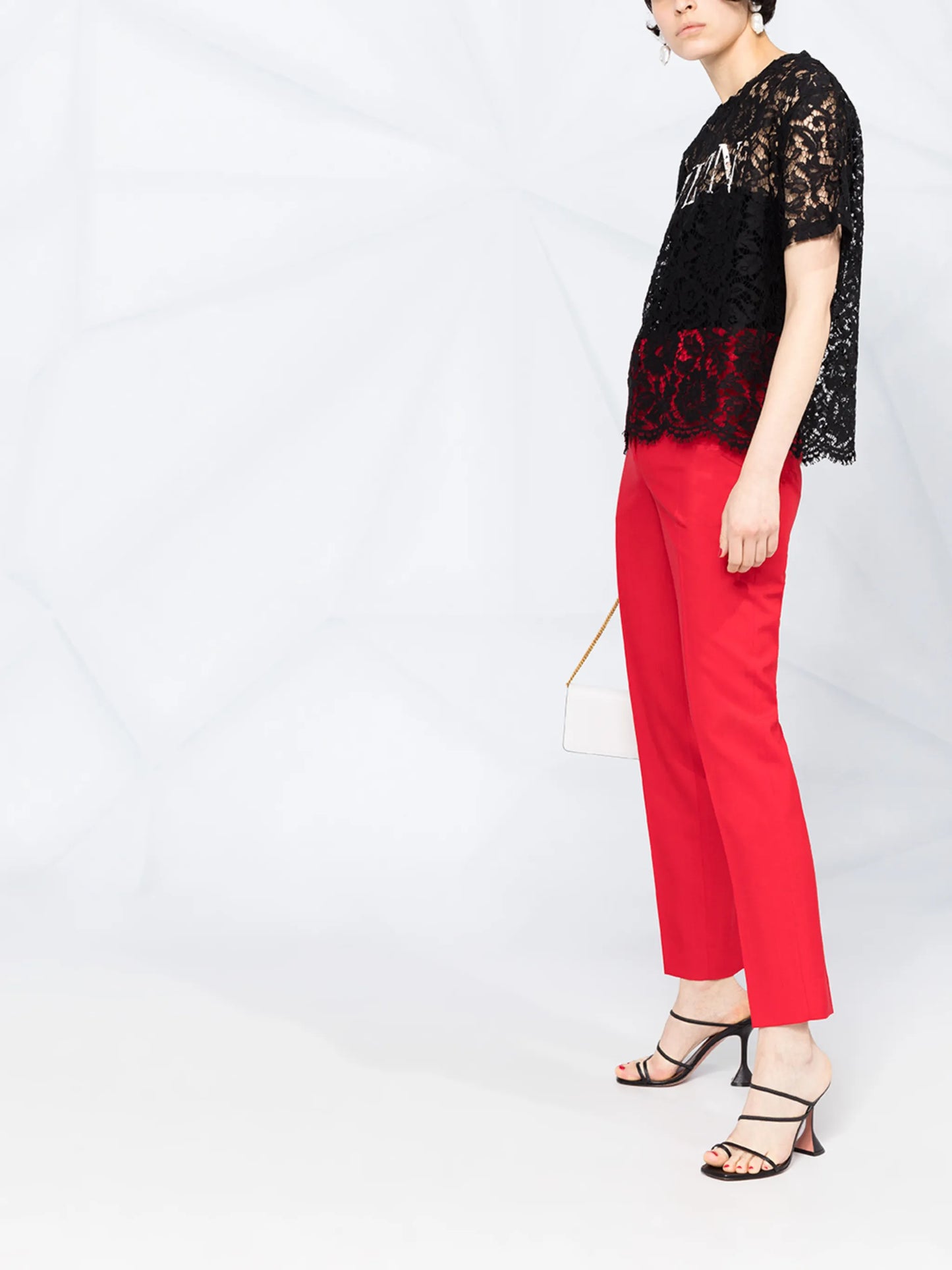 floral lace logo T-shirt