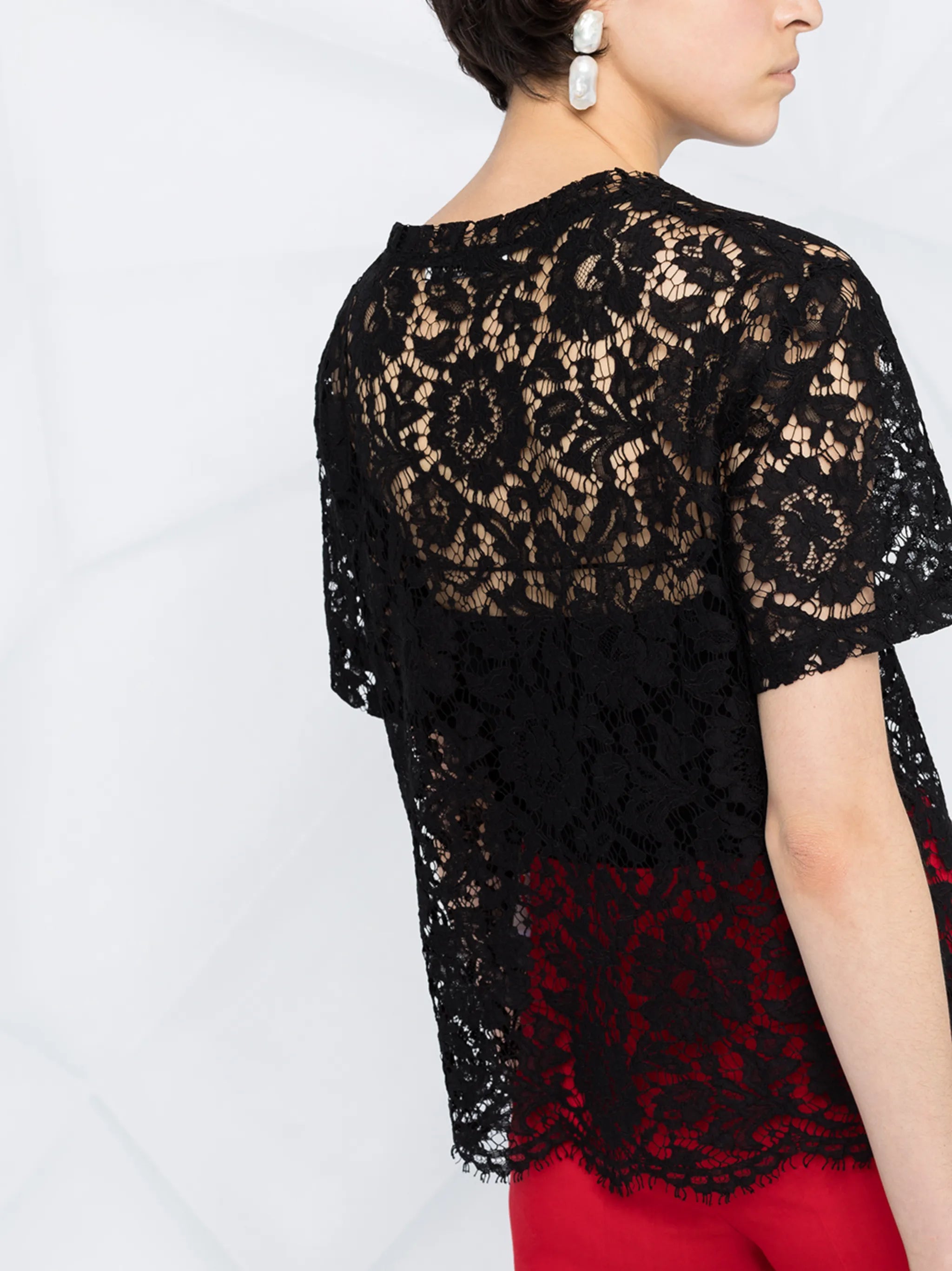 floral lace logo T-shirt