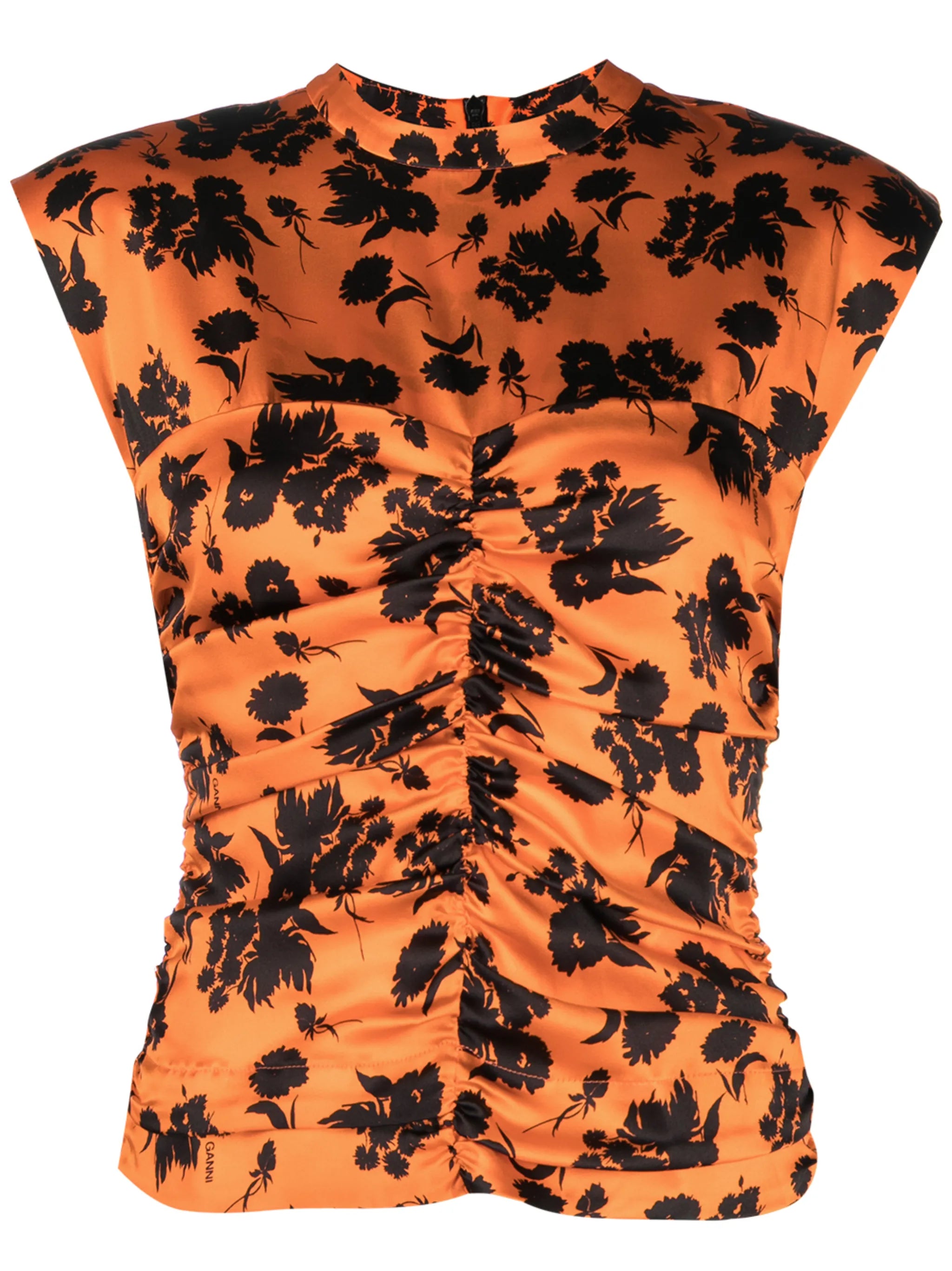 ruched floral sleeveless top