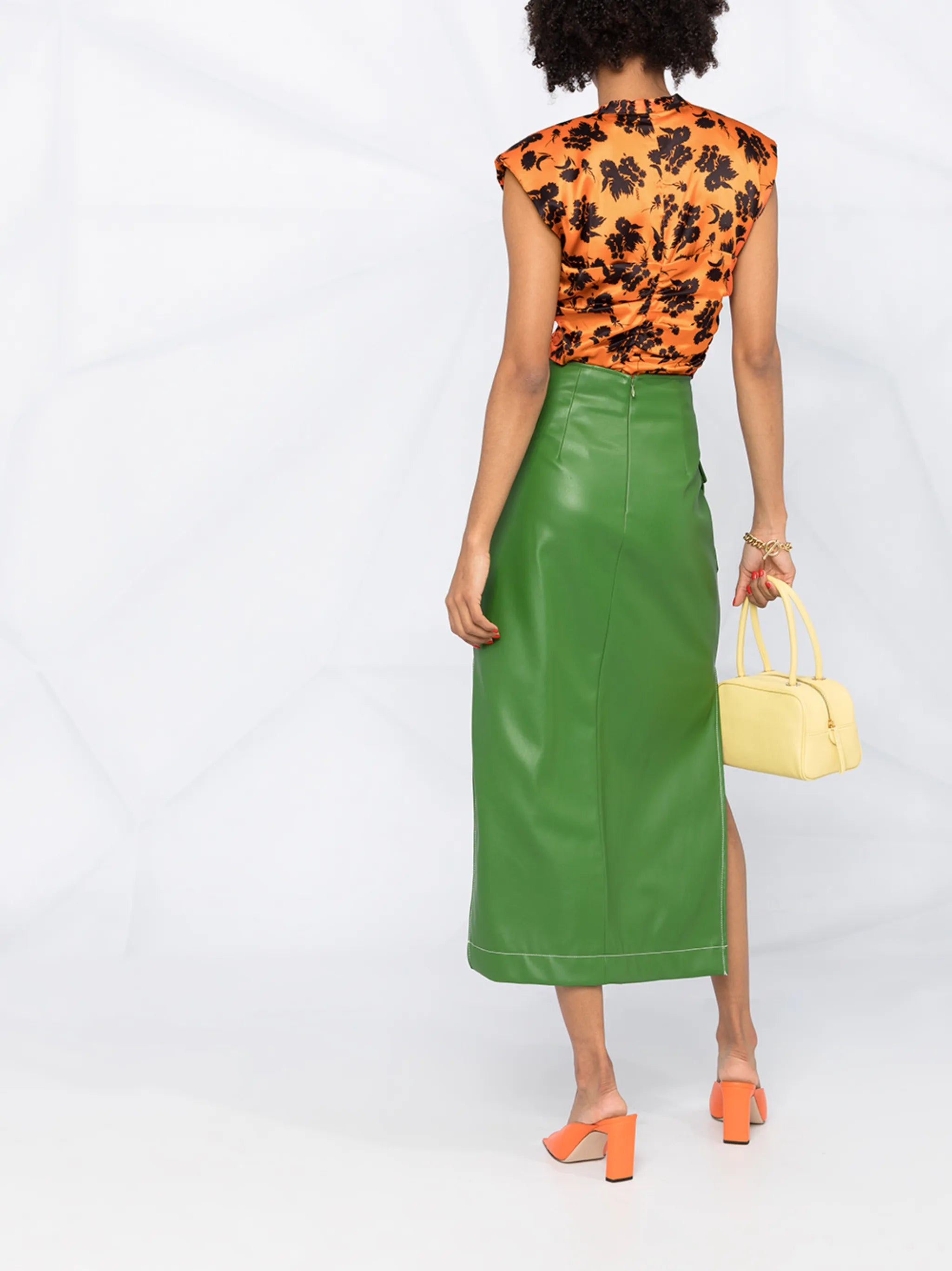 ruched floral sleeveless top