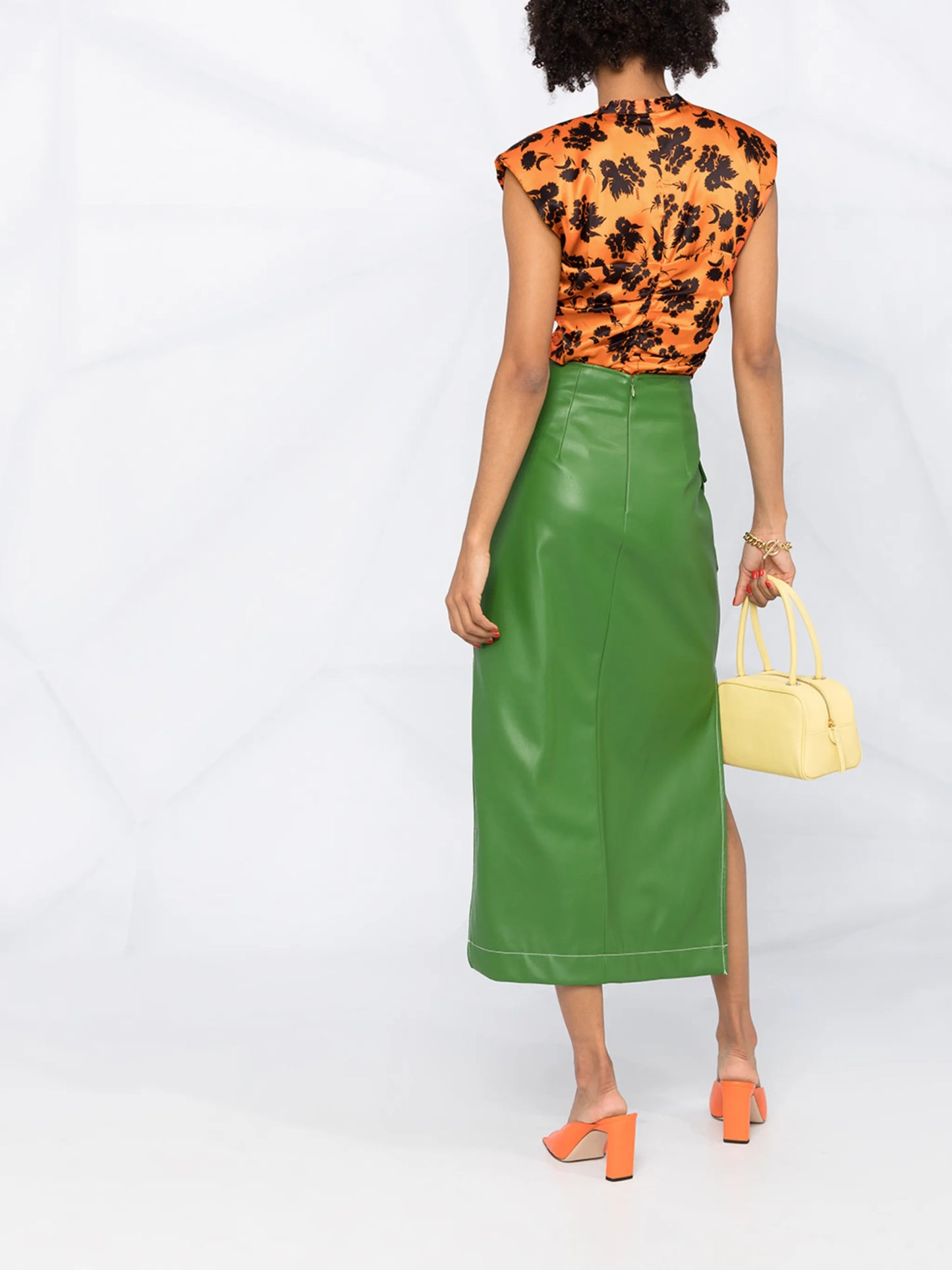 ruched floral sleeveless top