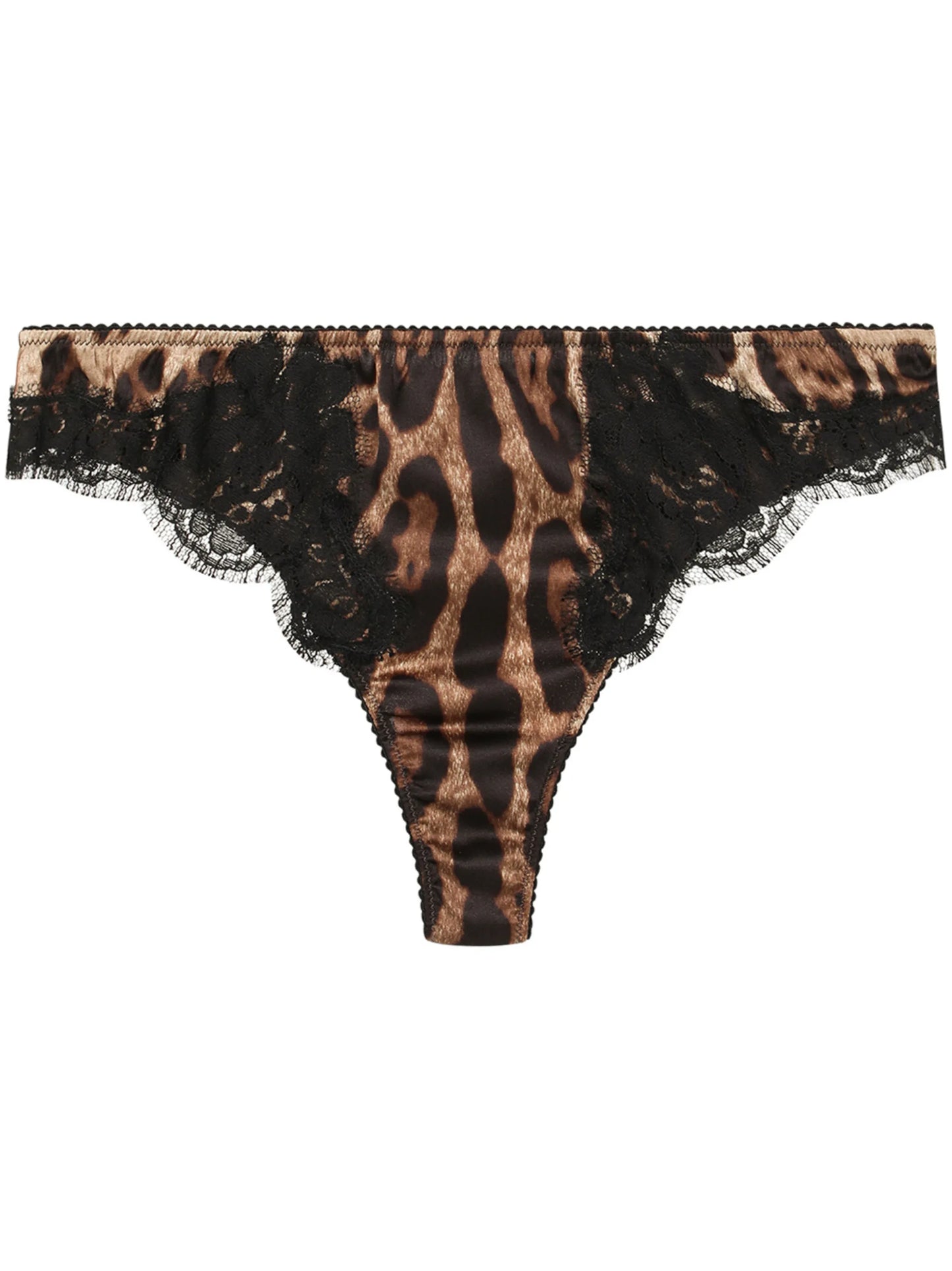 leopard-print lace-trim thong
