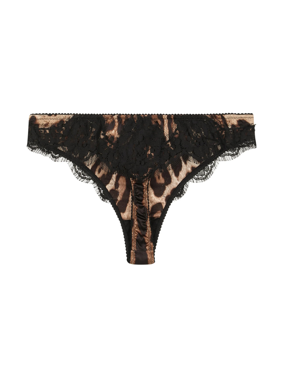 leopard-print lace-trim thong