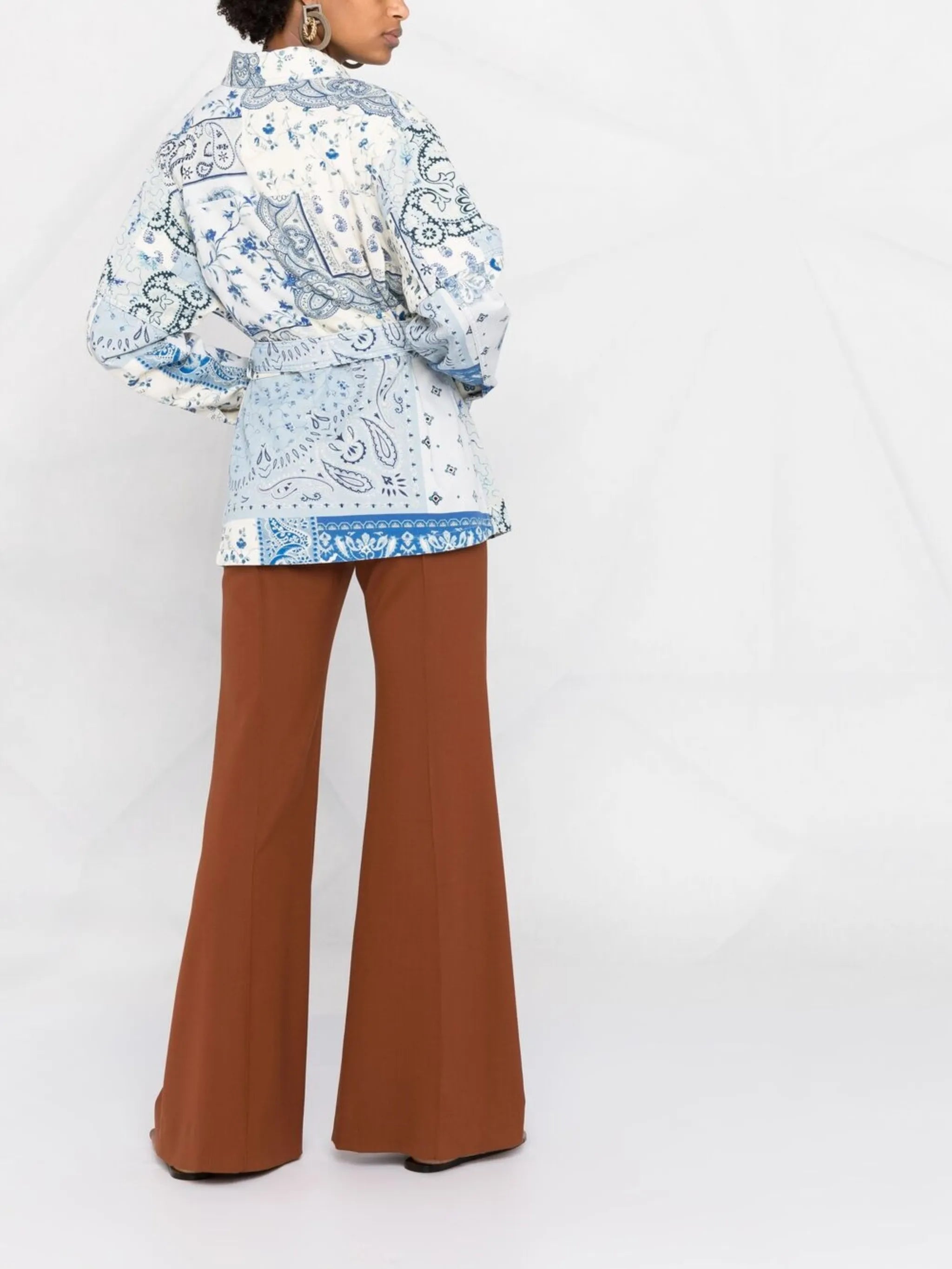 patchwork paisley print shirt jacket
