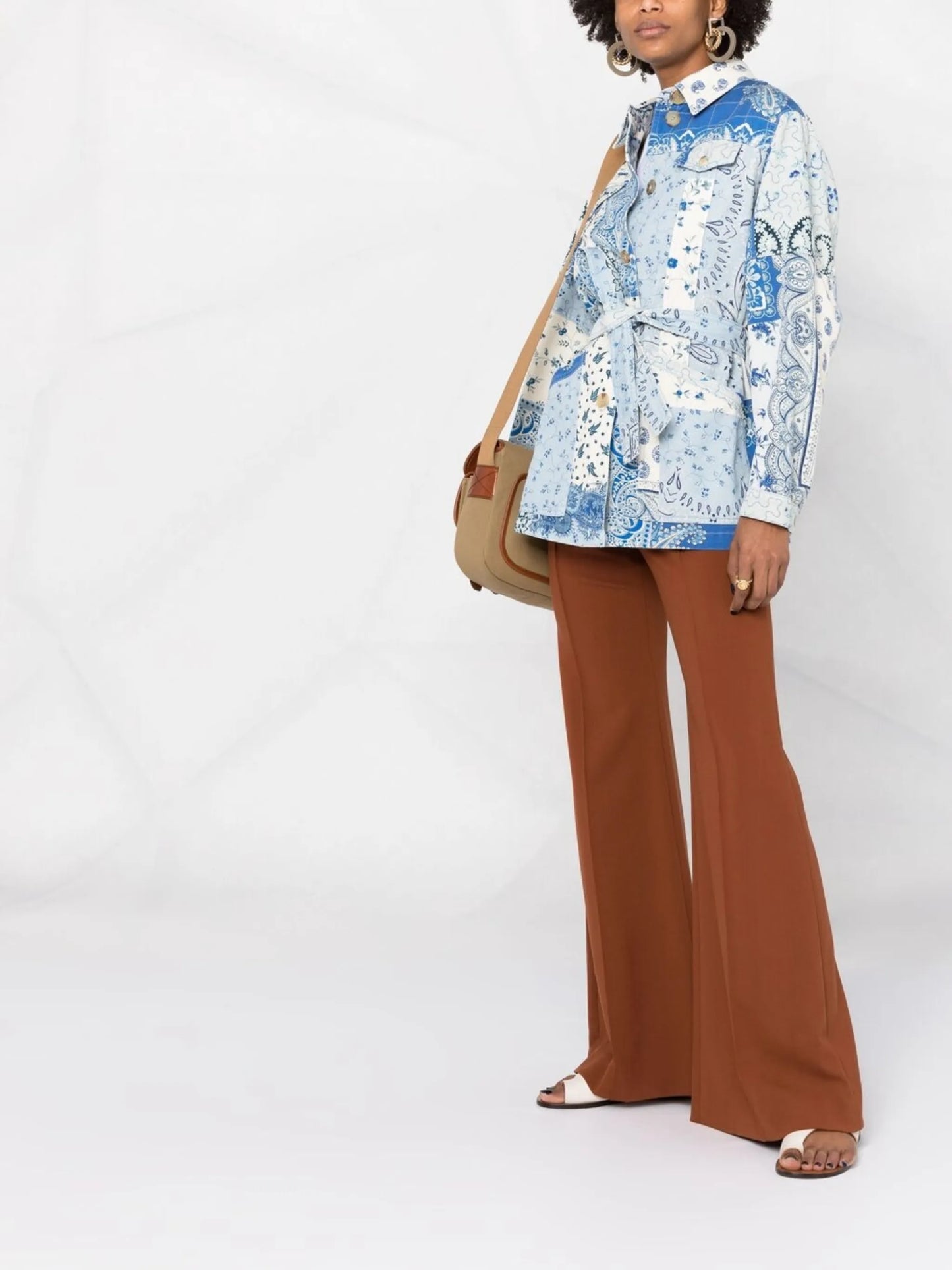 patchwork paisley print shirt jacket