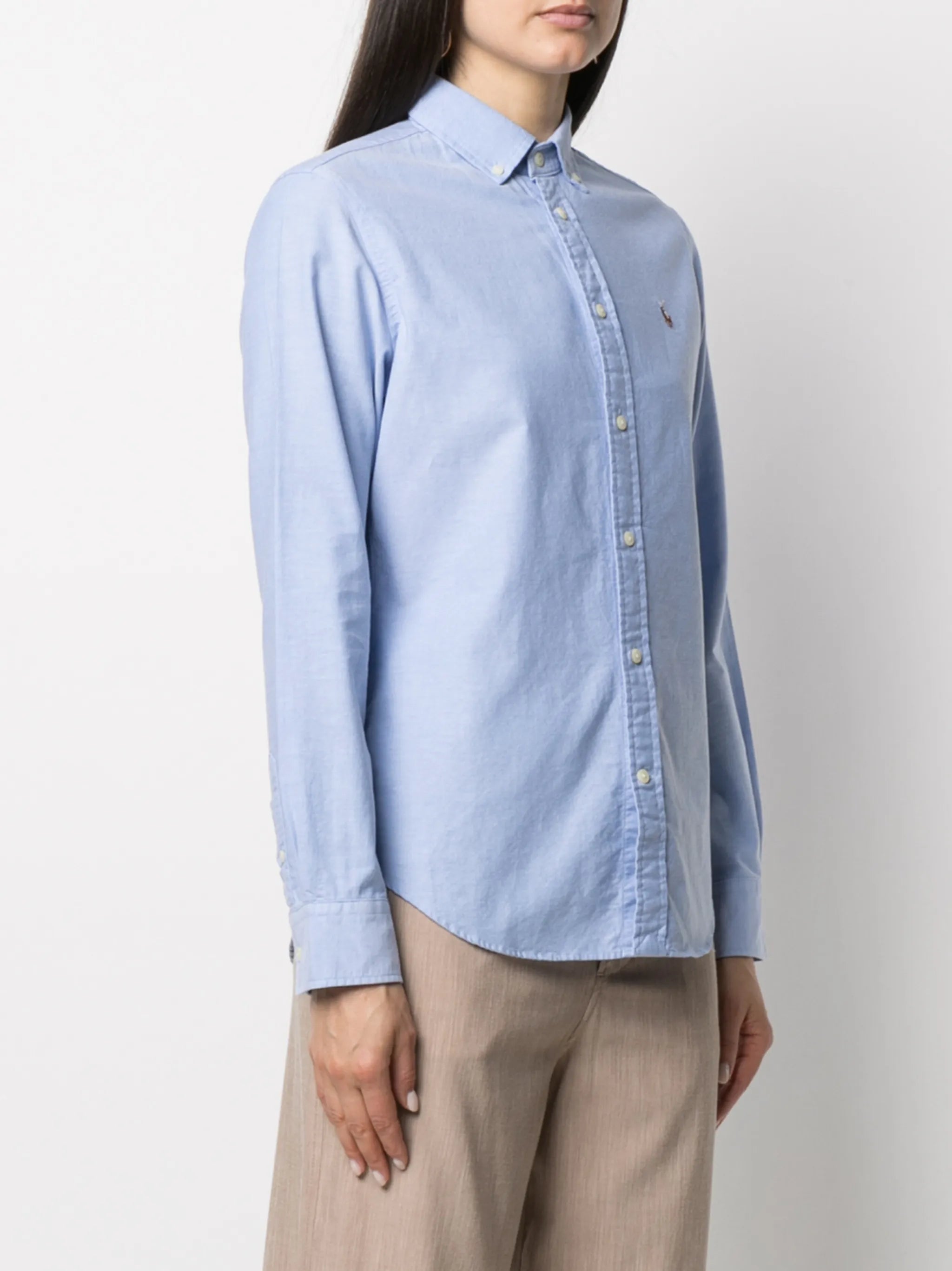embroidered-logo button-down shirt