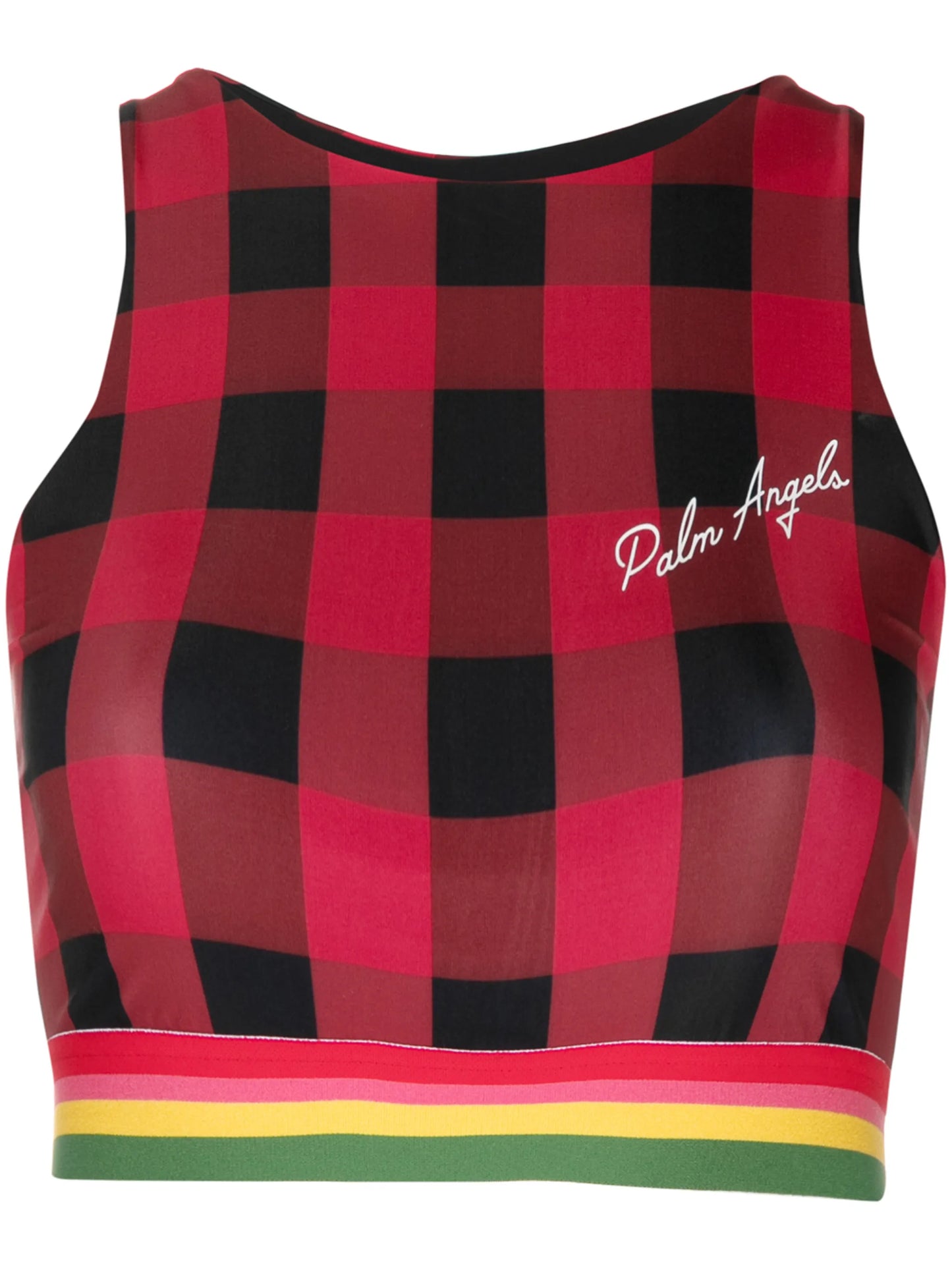 plaid-check print sports bra