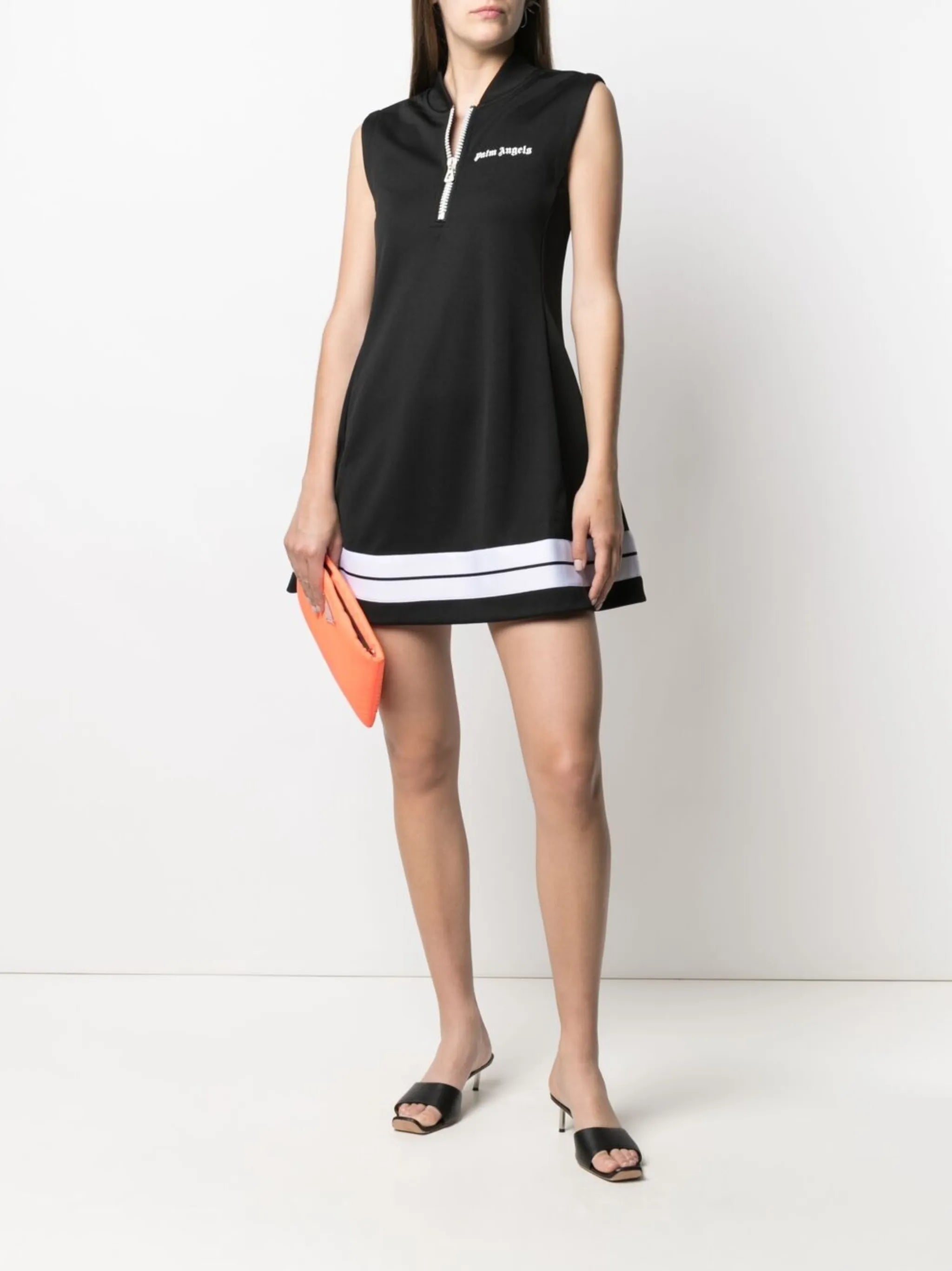 logo print flared mini dress