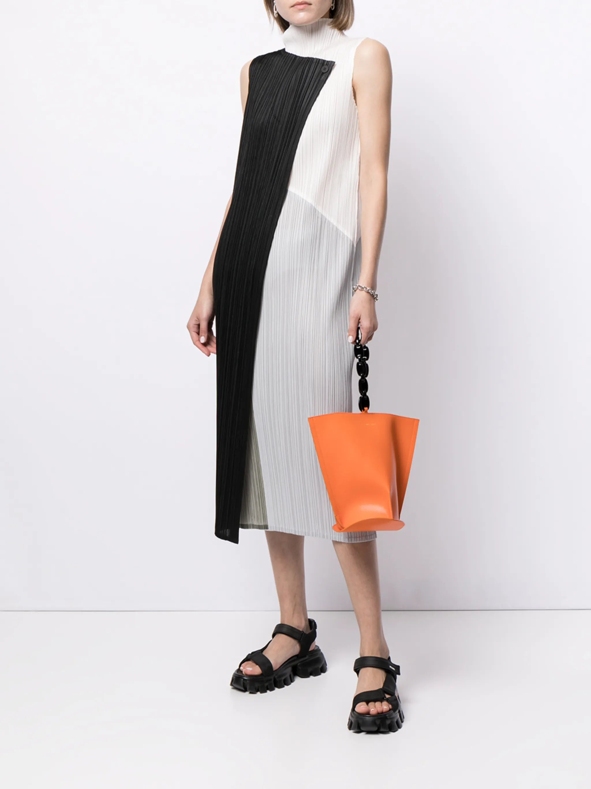 Collage plisse-effect dress