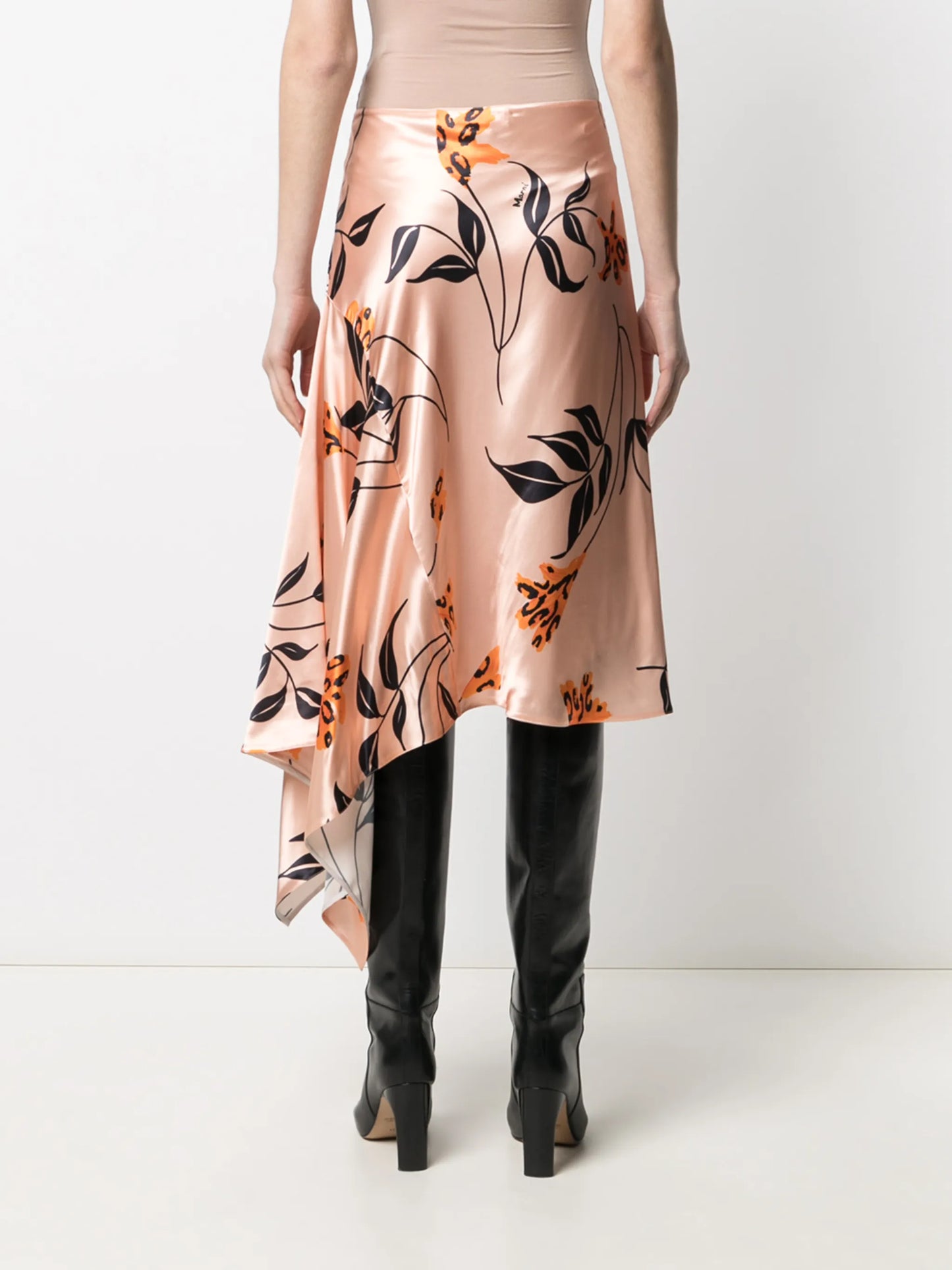 floral-print satin skirt