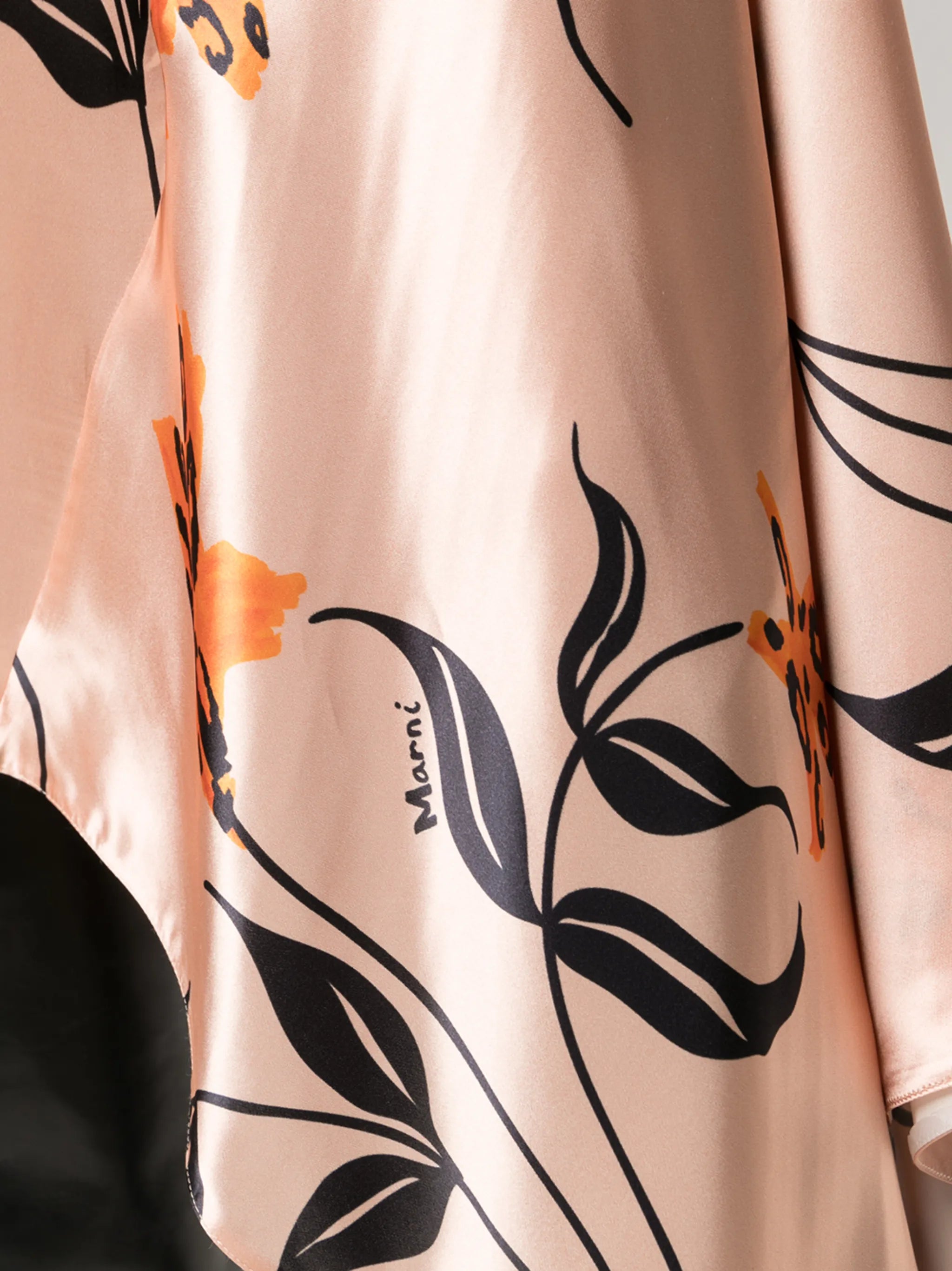 floral-print satin skirt