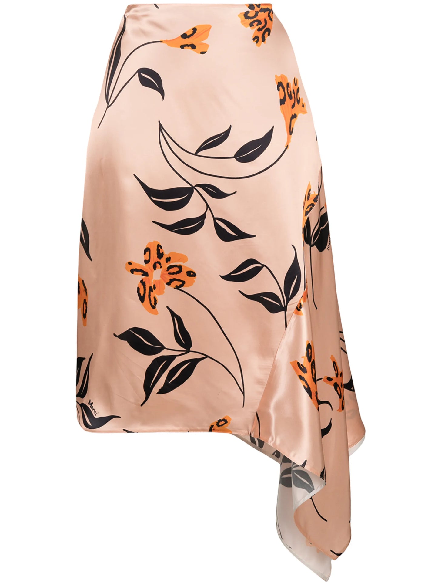floral-print satin skirt