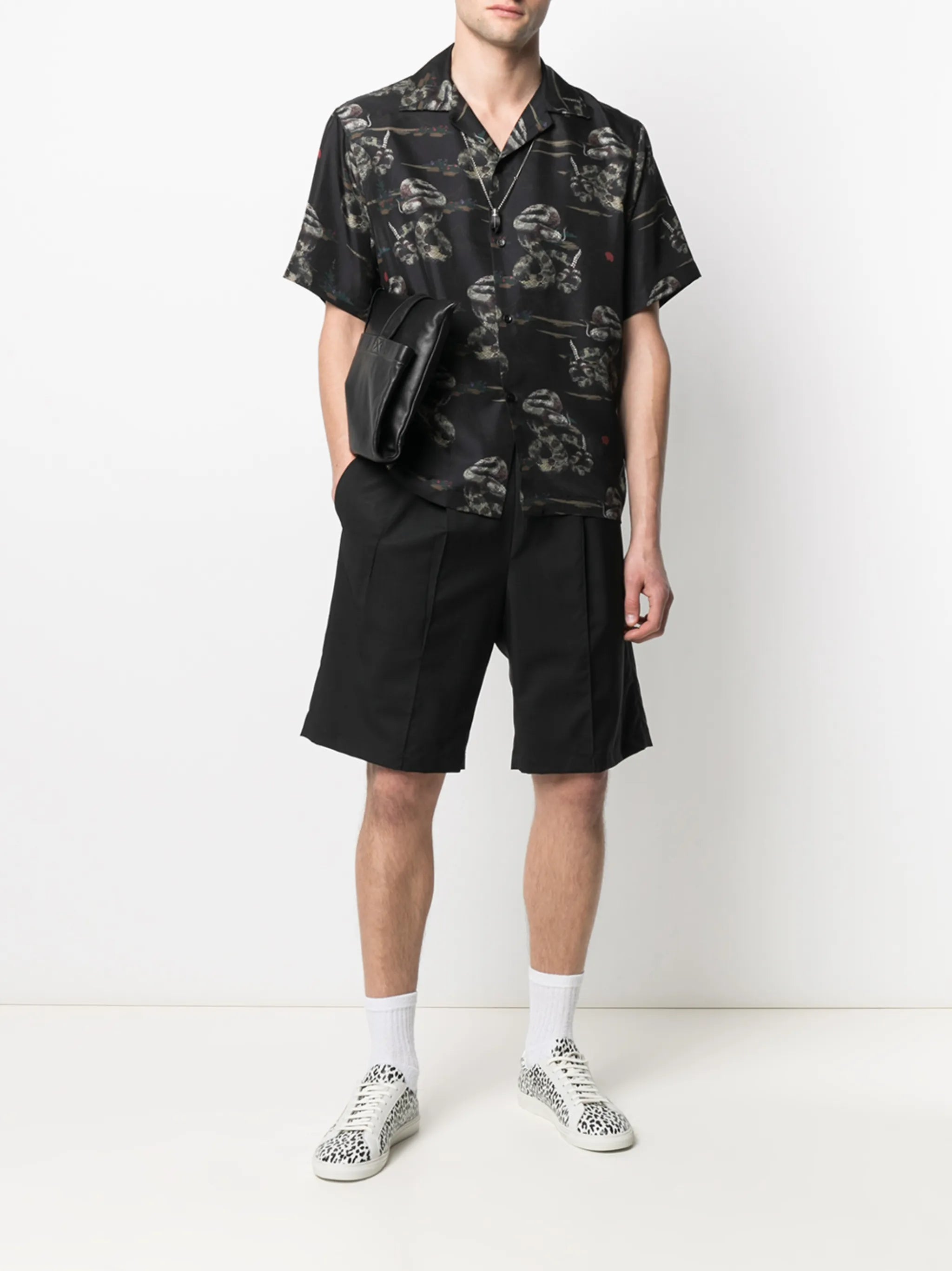rattlesnake short-sleeve silk shirt